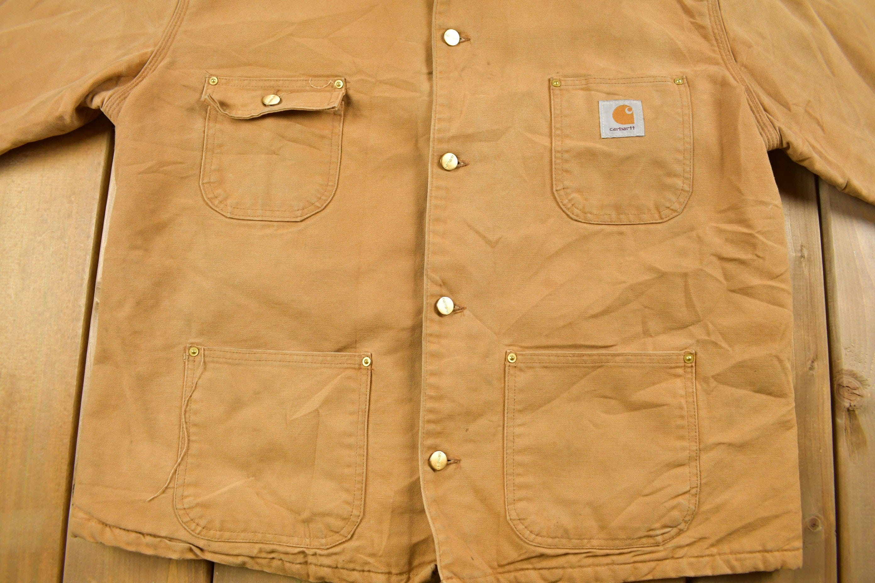 Vintage 1980s Carhartt Blanket Lined Chore Coat Men's XL - Image 4
