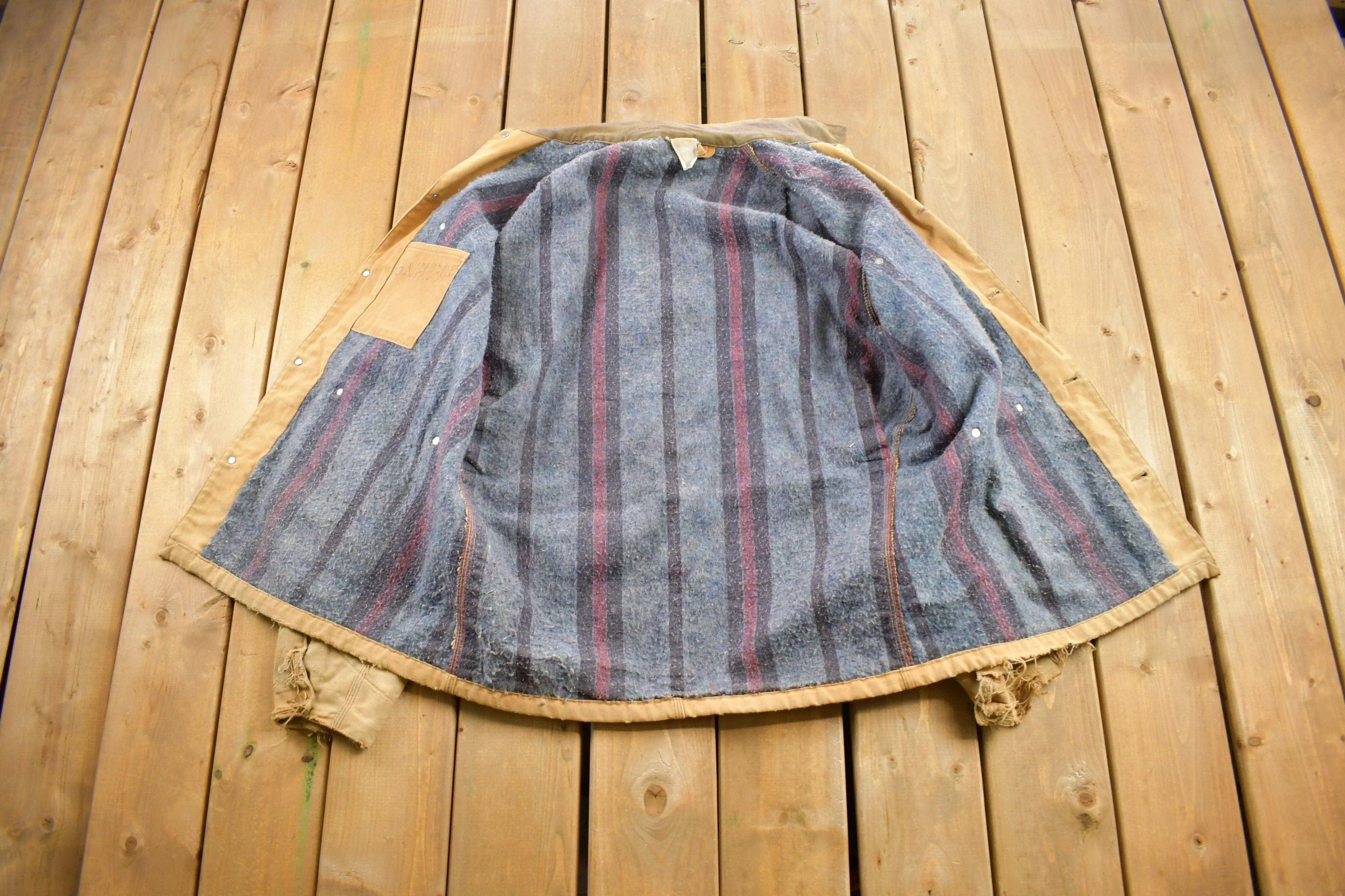 Vintage 1980s Carhartt Blanket Lined Chore Jacket Men's Large - Image 6
