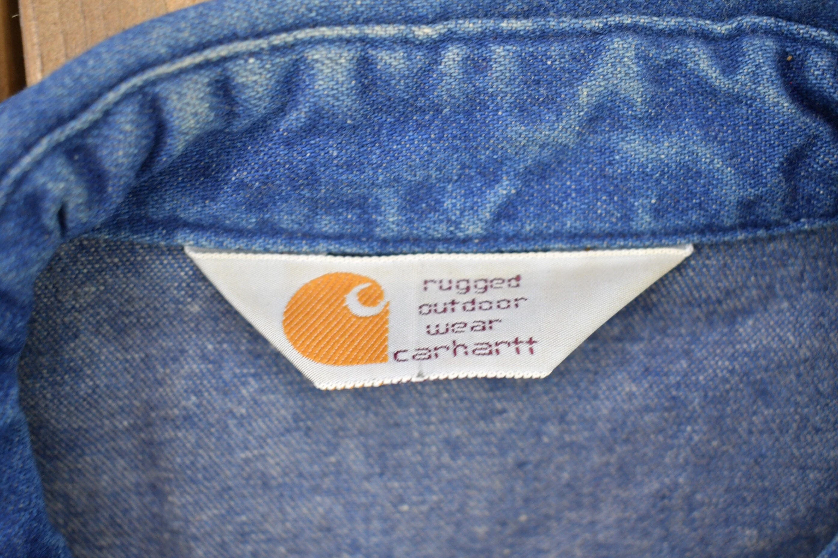 Vintage 1980s Carhartt Denim Button Up Shirt Men's Large - Image 4