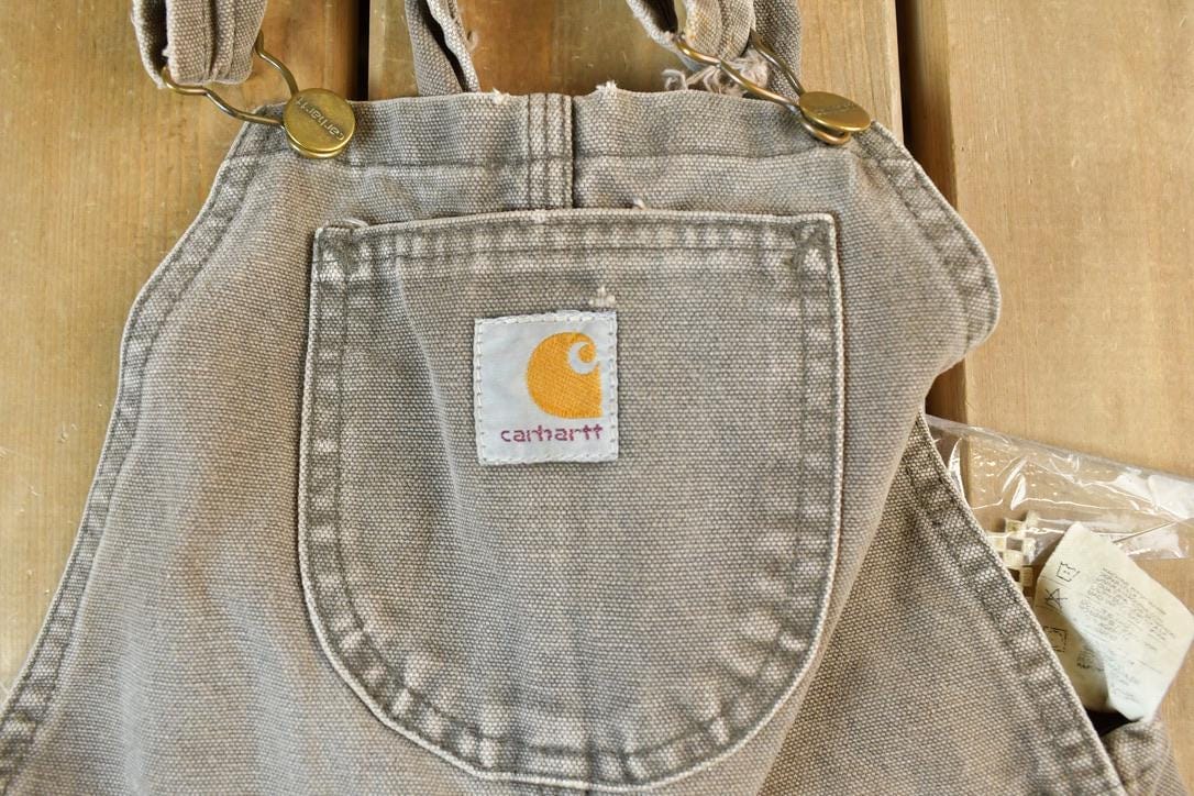 Vintage 1980s Carhartt Denim Work Youth Coveralls Youth 26 x 17 - Image 3