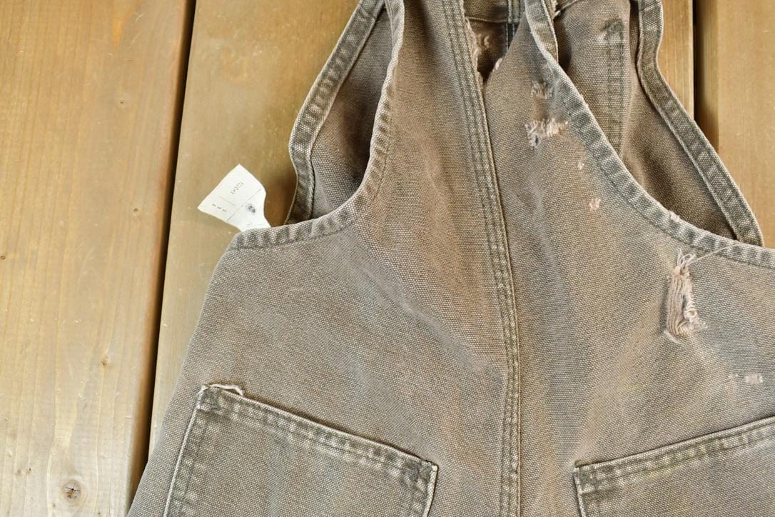 Vintage 1980s Carhartt Denim Work Youth Coveralls Youth 26 x 17 - Image 4