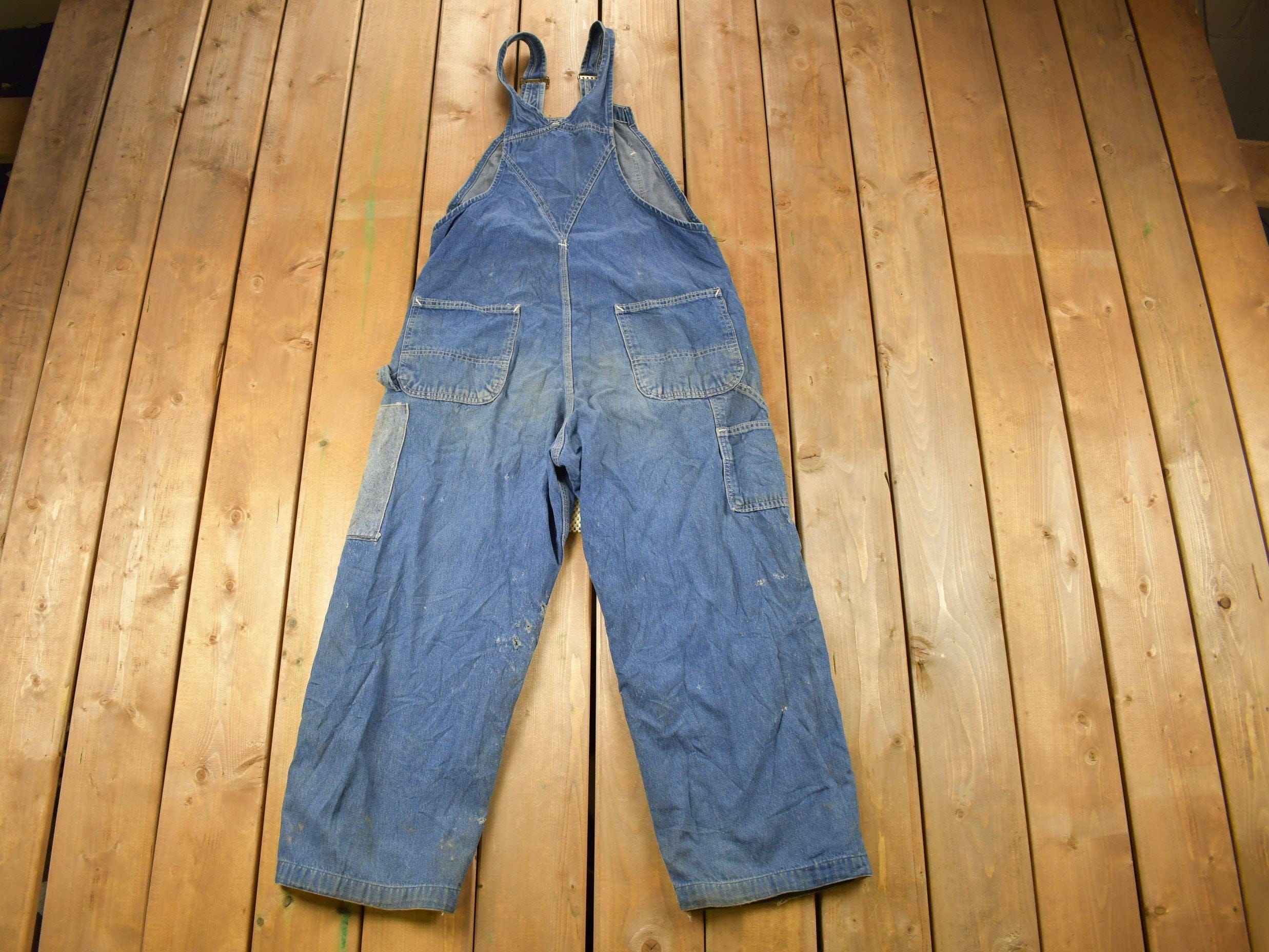 Vintage 1980s Carhartt Double Knee Distressed Denim Overalls Men's 36 x 30 - Image 3