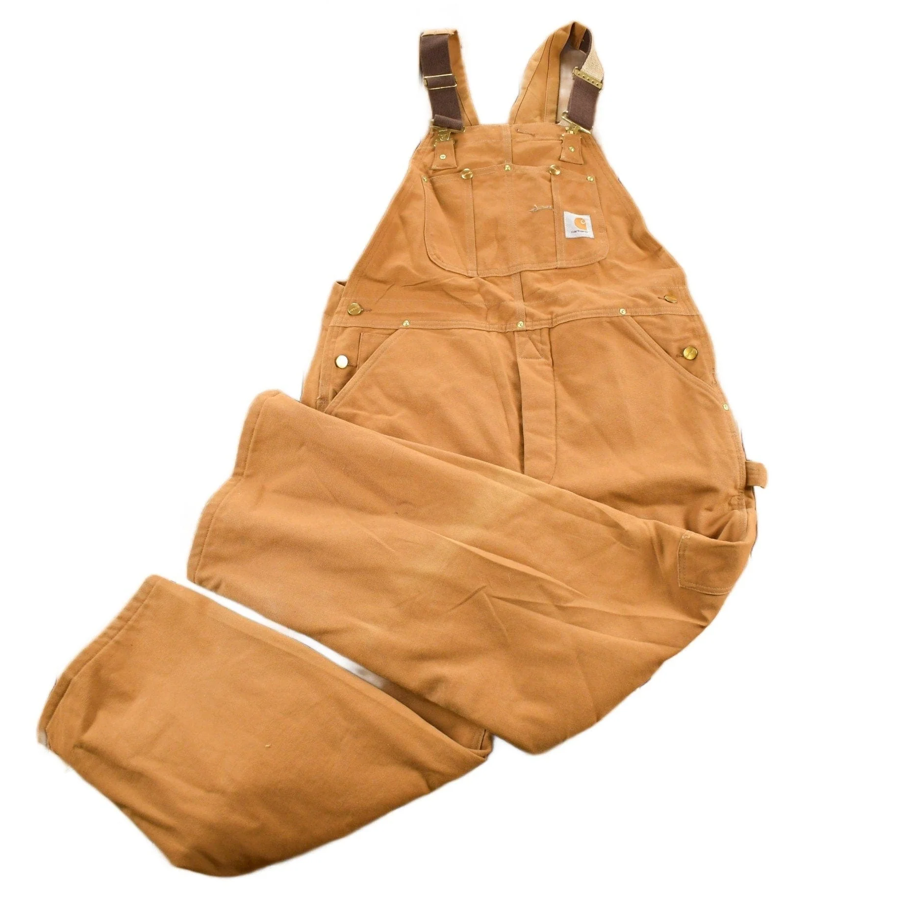 Vintage 1980s Carhartt Double Knee Quilted Canvas Overalls Men's 39 x 28