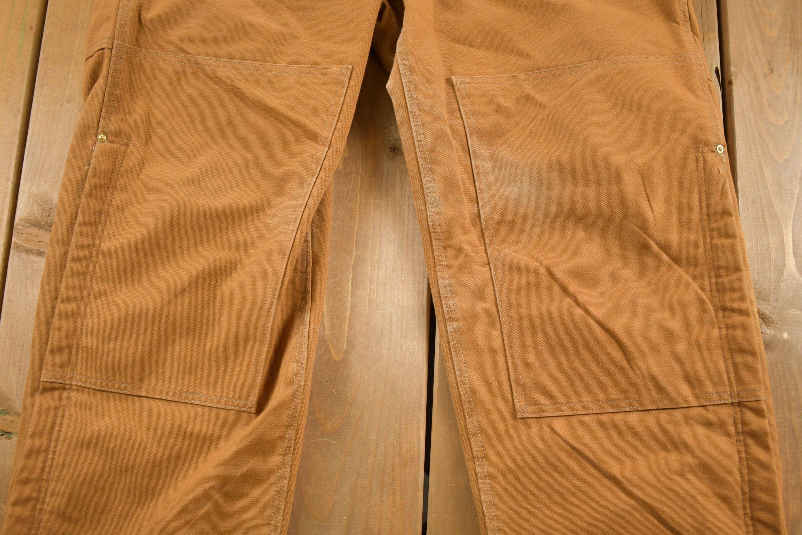 Vintage 1980s Carhartt Double Knee Quilted Canvas Overalls Men's 39 x 28 - Image 6