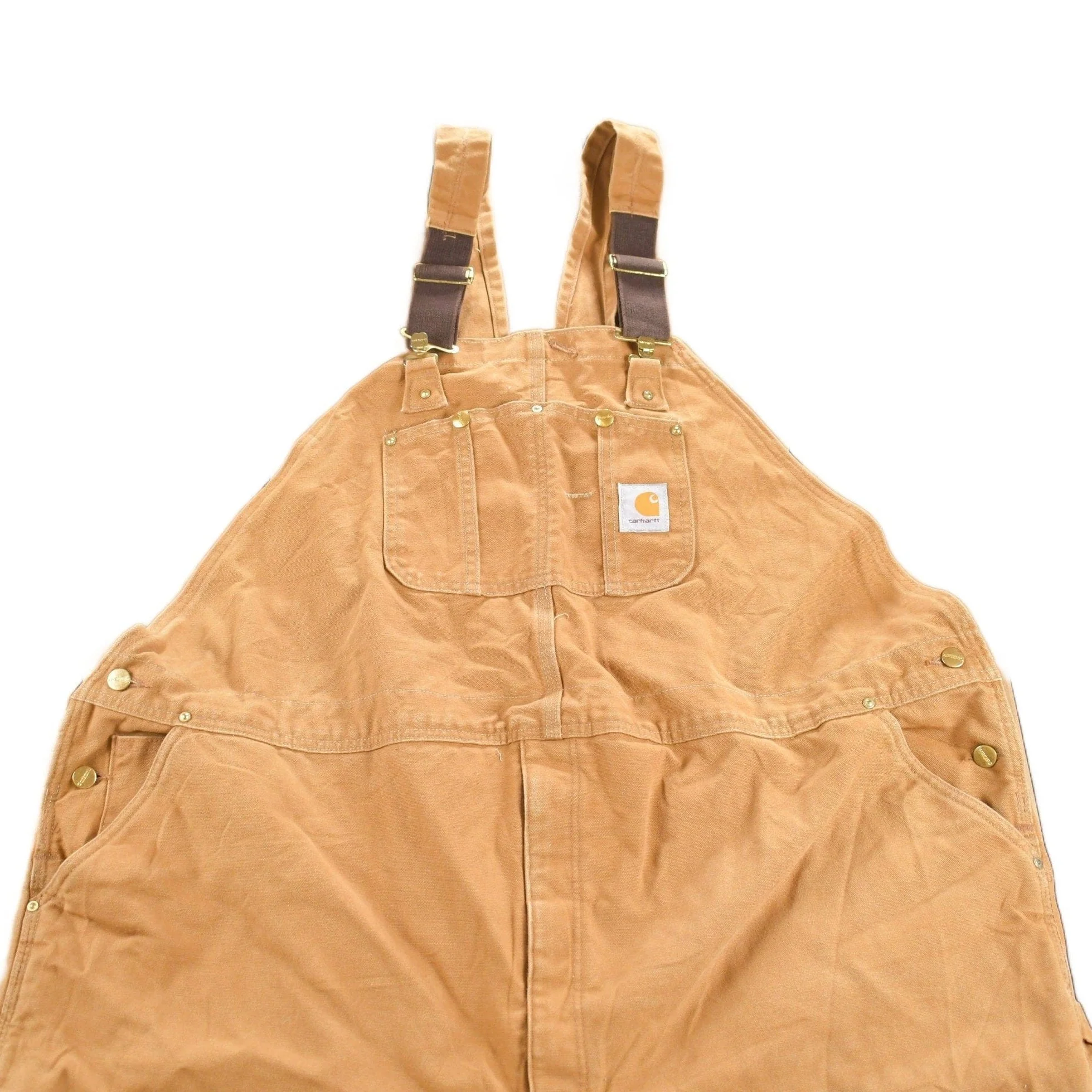 Vintage 1980s Carhartt Double Knee Quilted Canvas Overalls Men's 56 x 28 - Image 2
