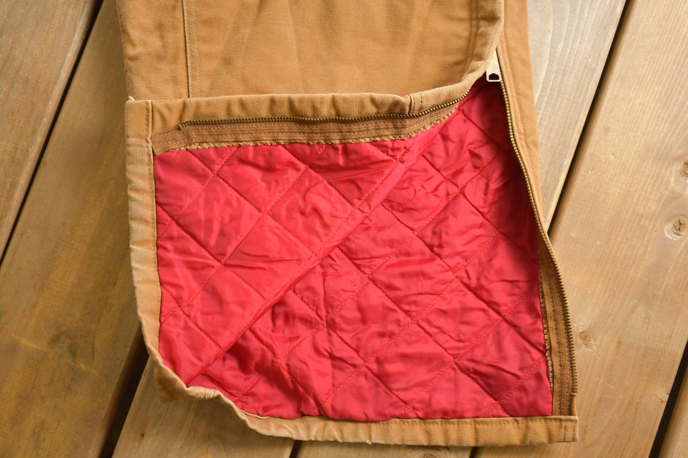 Vintage 1980s Carhartt Double Knee Quilted Canvas Overalls Men's 56 x 28 - Image 6