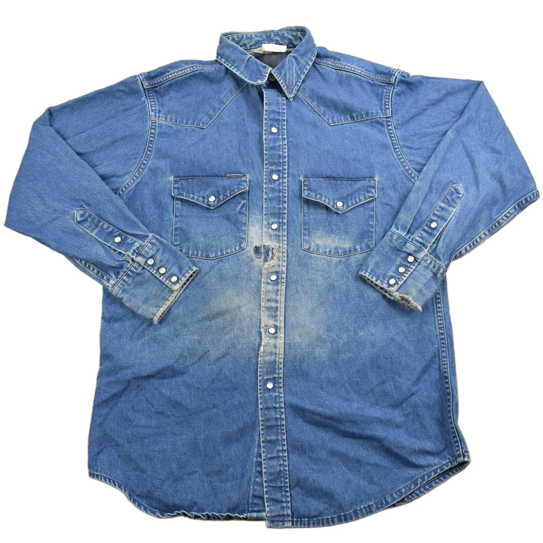 Vintage 1980s Carhartt Pearl Snap Denim Shirt Men's Medium