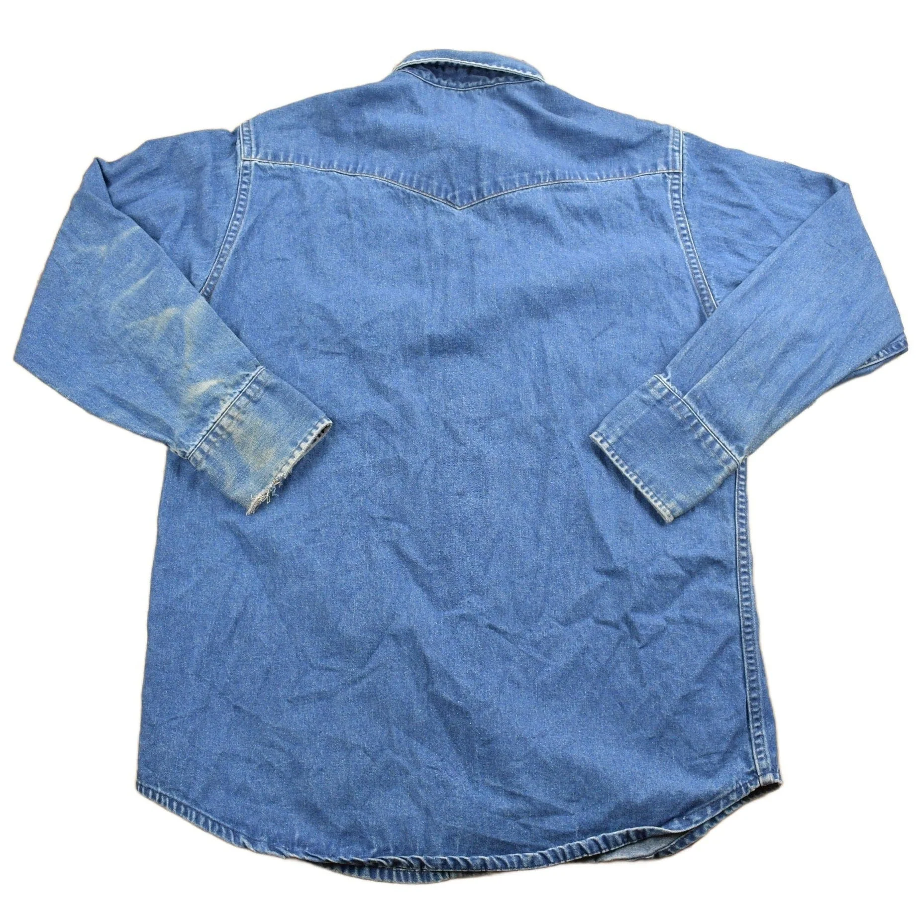 Vintage 1980s Carhartt Pearl Snap Denim Shirt Men's Medium - Image 2