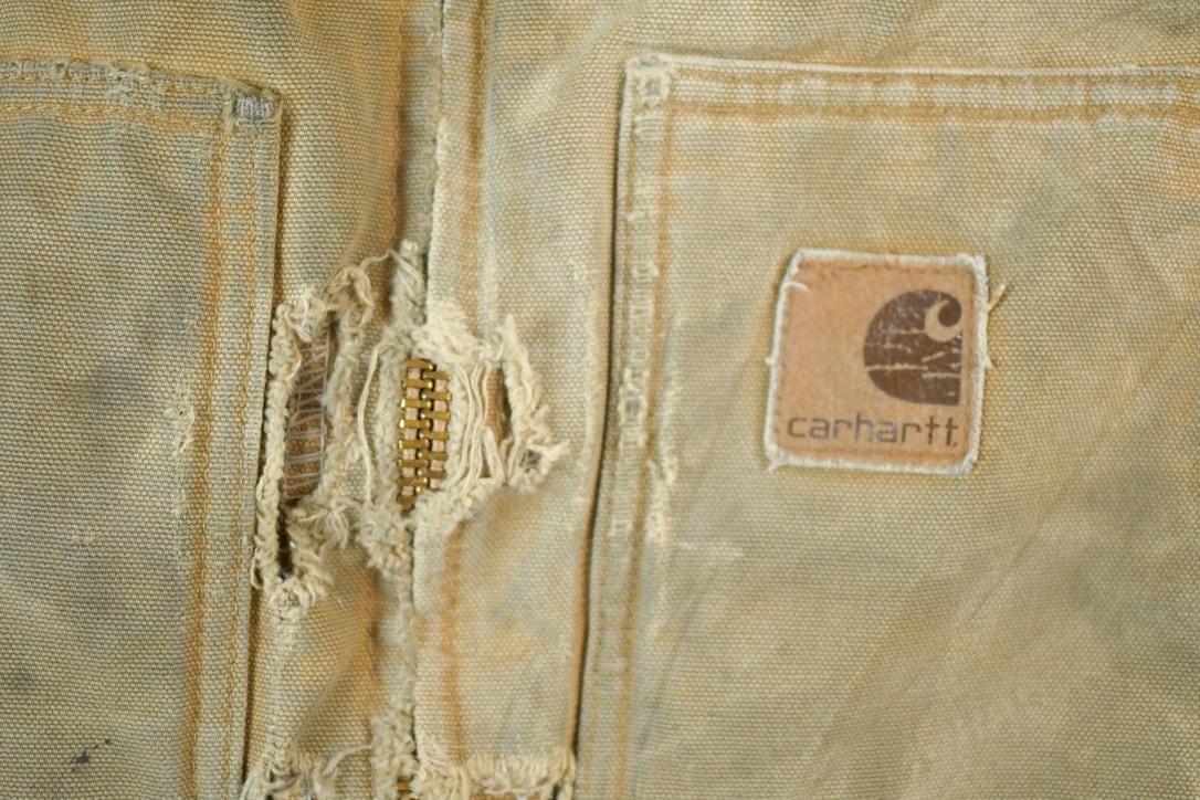 Vintage 1980s Carhartt Perfectly Distressed Collared Work Jacket Men's 2XL - Image 4