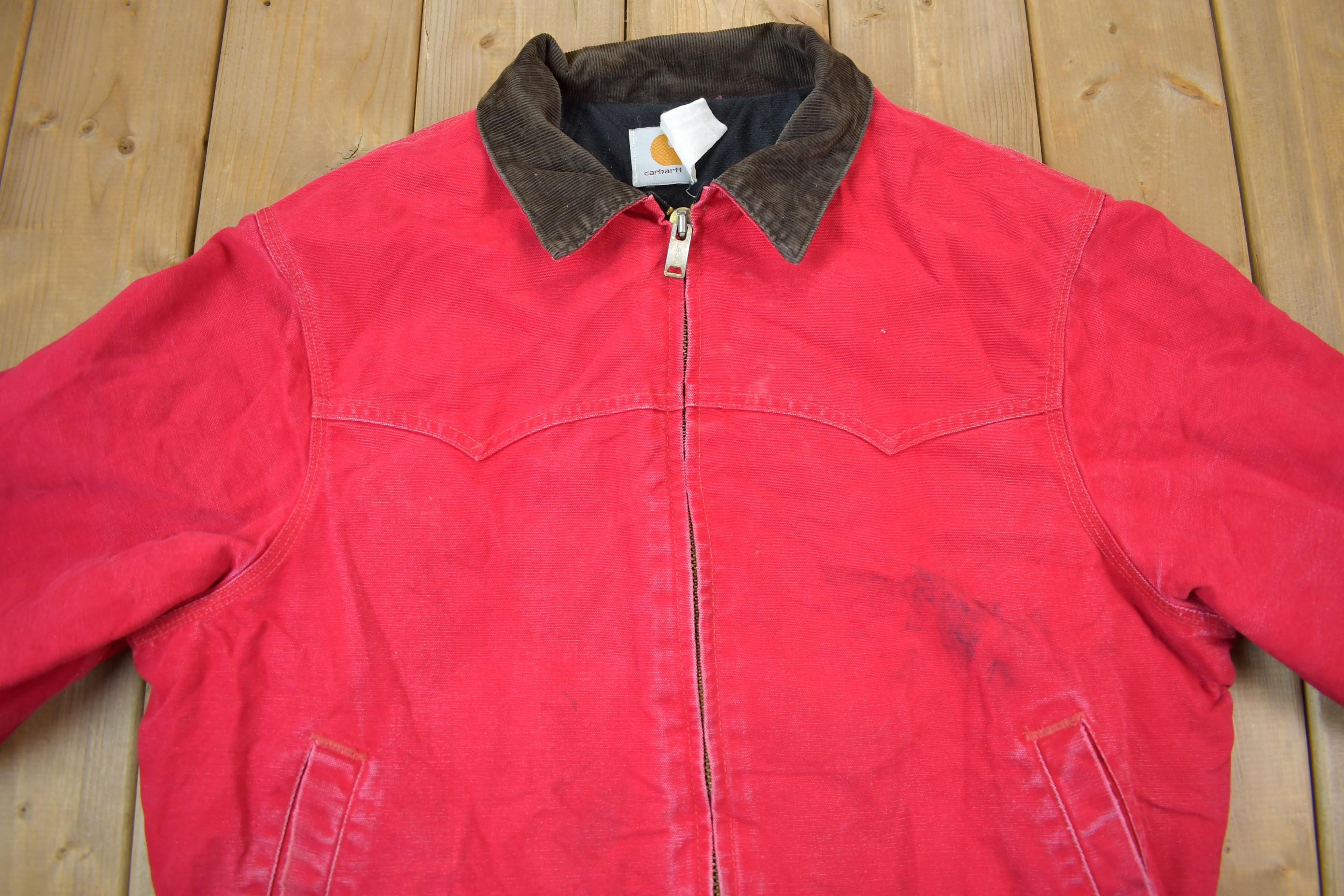 Vintage 1980s Carhartt Red Santa Fe Work Jacket Men's Large - Image 3