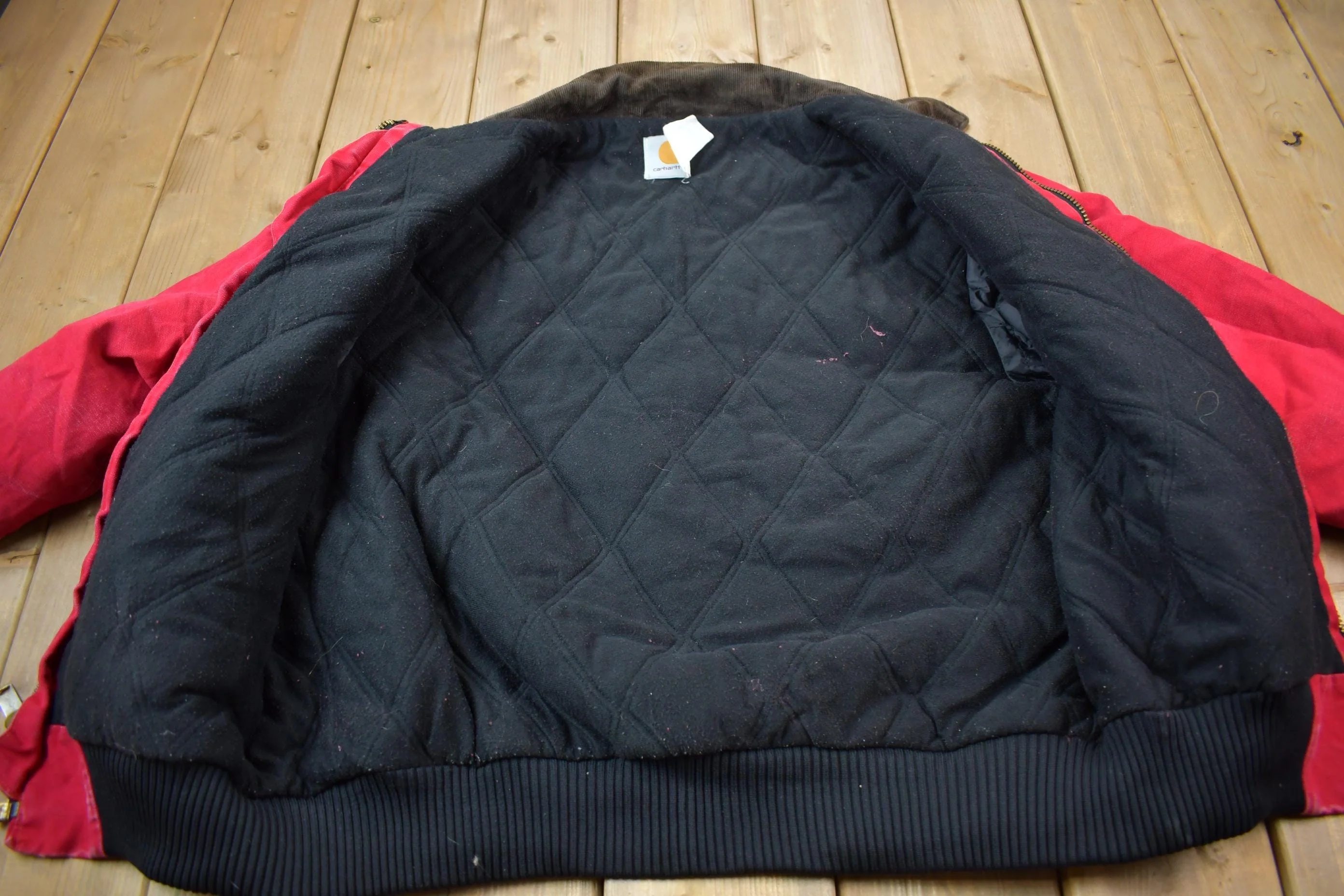 Vintage 1980s Carhartt Red Santa Fe Work Jacket Men's Large - Image 4
