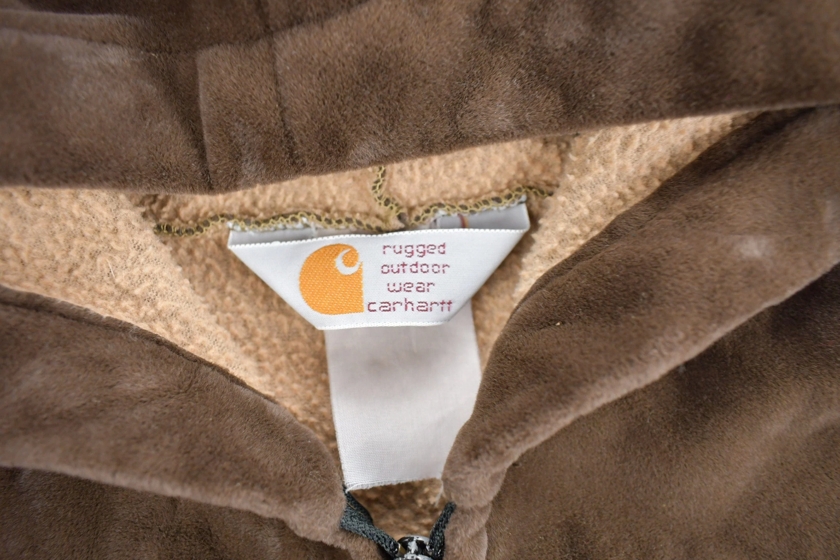 Vintage 1980s Carhartt Rugged Outdoor Wear Fleece Lined Velvet Hoodie Men's 2XL - Image 8