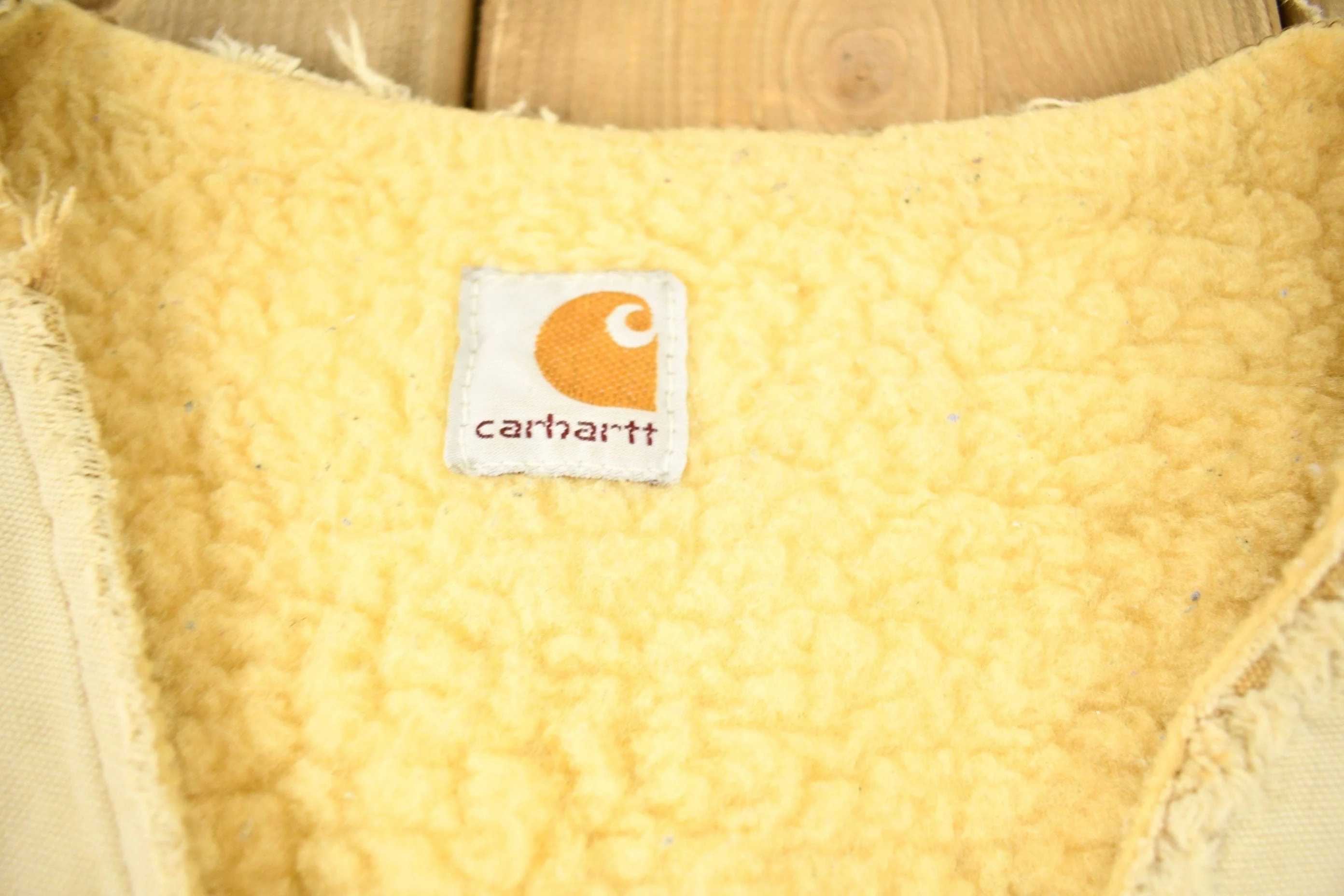 Vintage 1980s Carhartt Sherpa Lined Beige Work Vest - Image 9