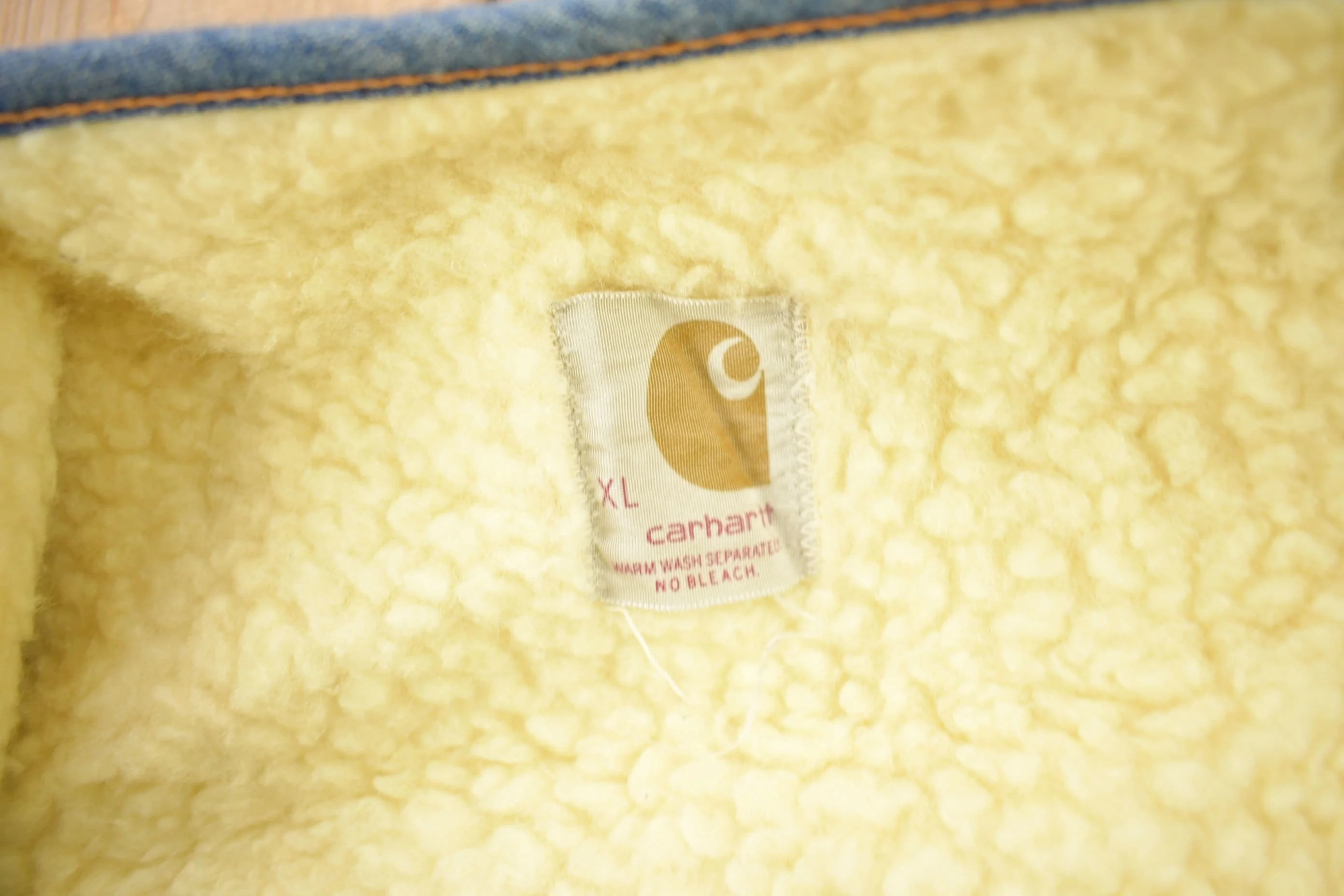 Vintage 1980s Carhartt Sherpa Lined Denim Work Vest Vintage Workwear Men's Large - Image 4