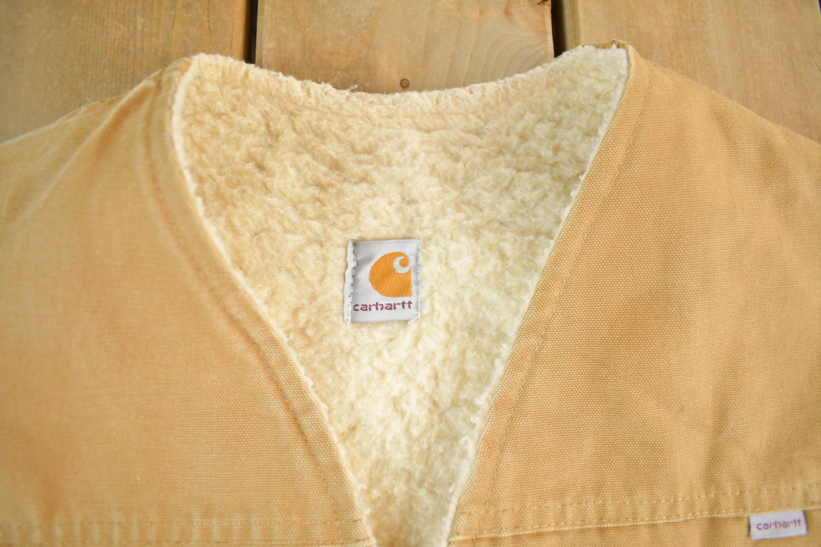 Vintage 1980s Carhartt Sherpa Lined Vest Jacket Mens Large Tall - Image 4