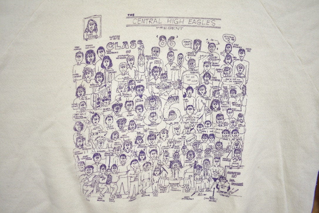 Vintage 1980s Central High Eagles Crewneck Sweatshirt Youth M - Image 3
