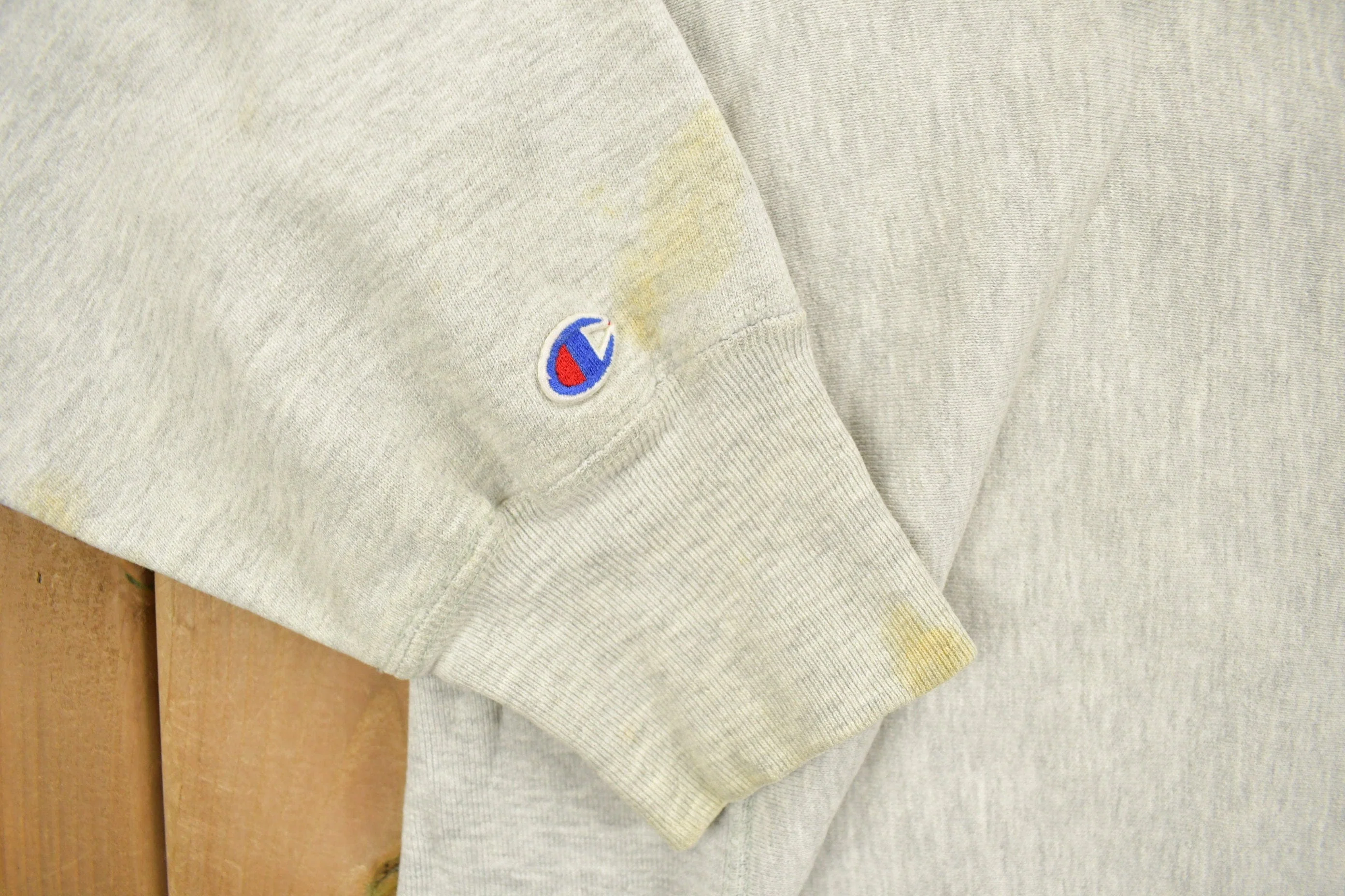 Vintage 1980's Champion Reverse Weave Warm-up Collegiate Crewneck University of Niagara Heavily Distressed Men's 2XL - Image 6