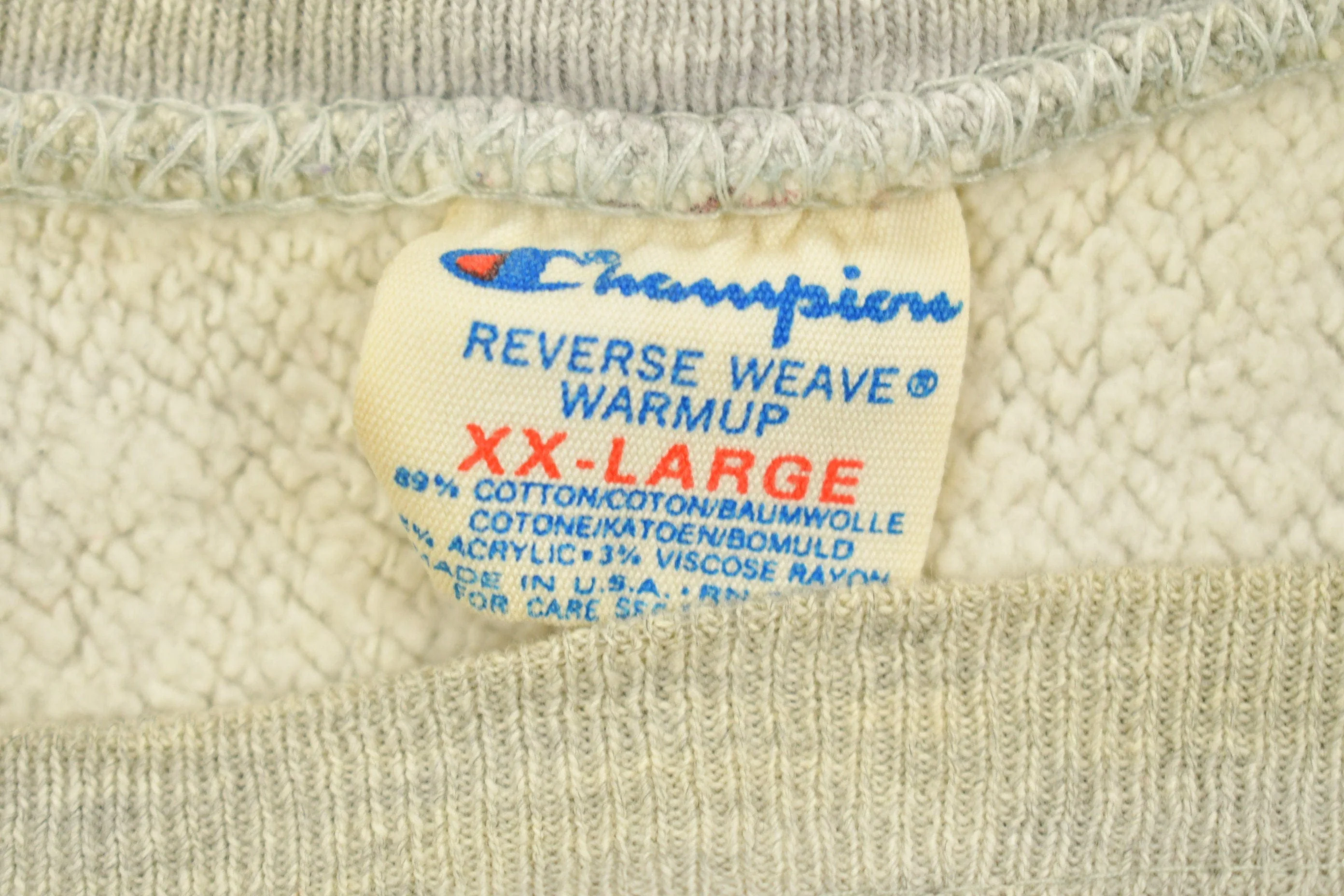 Vintage 1980's Champion Reverse Weave Warm-up Collegiate Crewneck University of Niagara Heavily Distressed Men's 2XL - Image 8