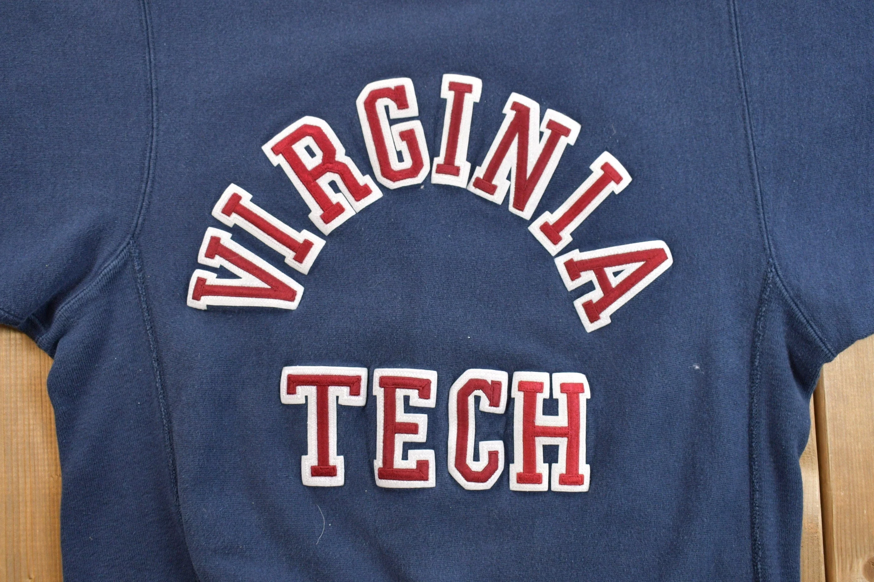 Vintage 1980s Champion Reverse Weave Warmup Virginia Tech Collegiate Crewneck Men's Small - Image 3