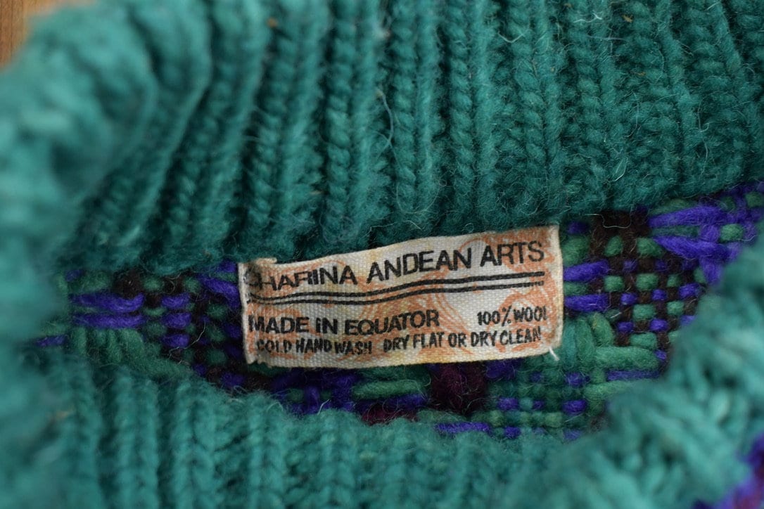 Vintage 1980s Charina Andean Arts 100% Wool Knit Sweater Men's Large - Image 3