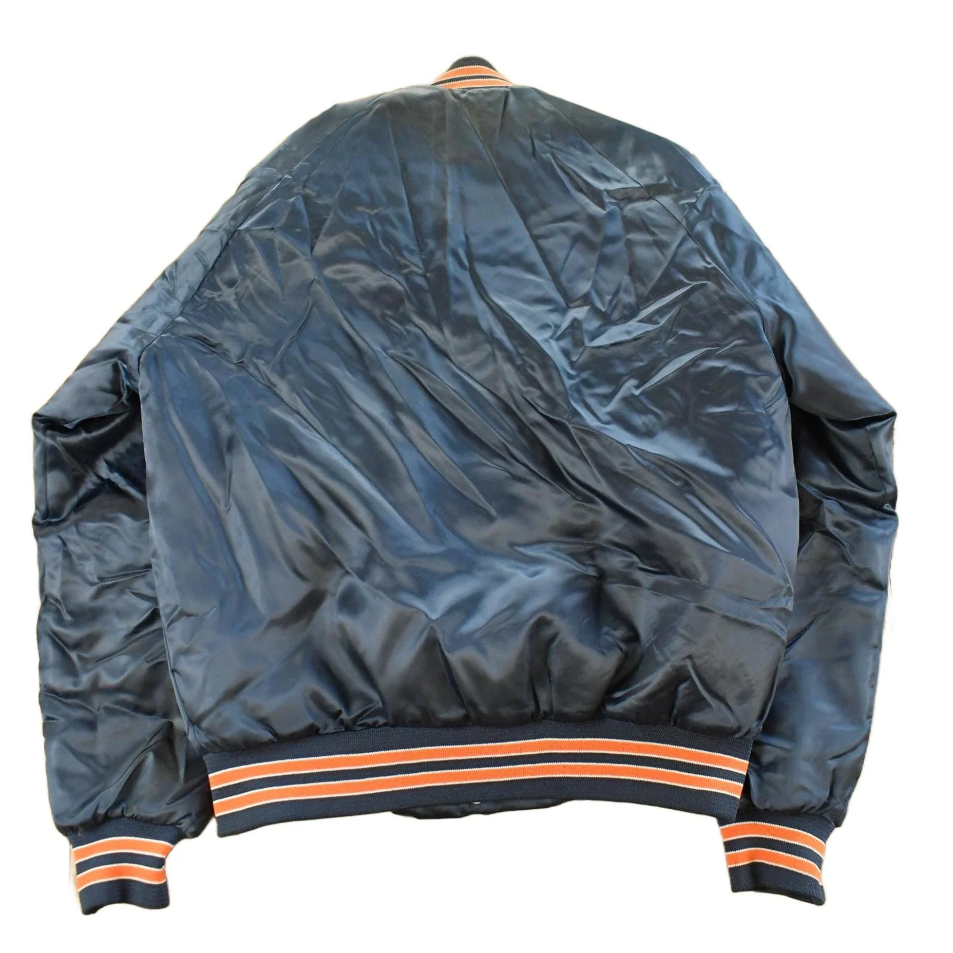 Vintage 1980s Chicago Bears NFL Satin Snap Button Bomber Jacket Men's Medium - Image 2