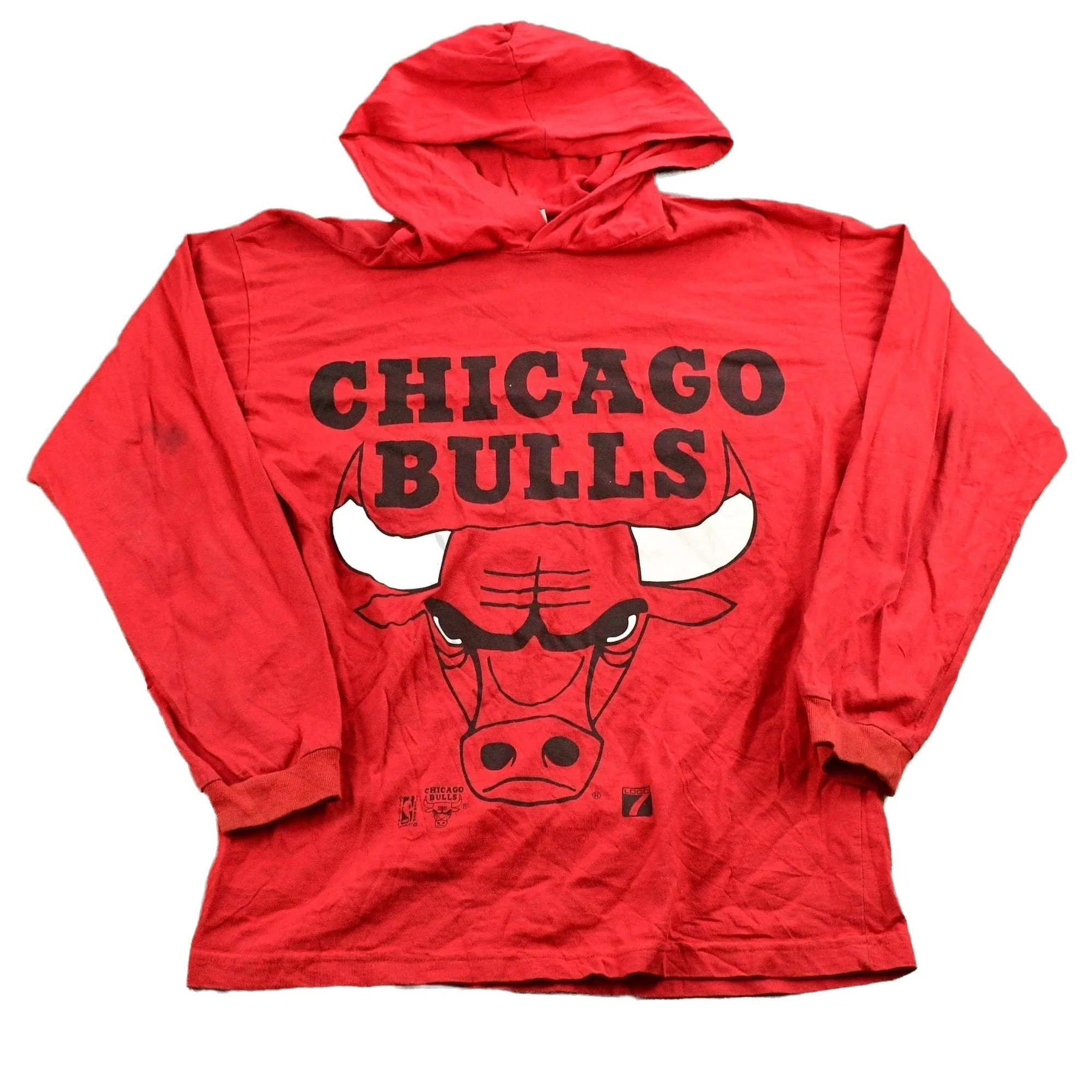 Vintage 1980s Chicago Bulls NBA Logo 7 Light Weight Hoodie Sweatshirt Men's Small