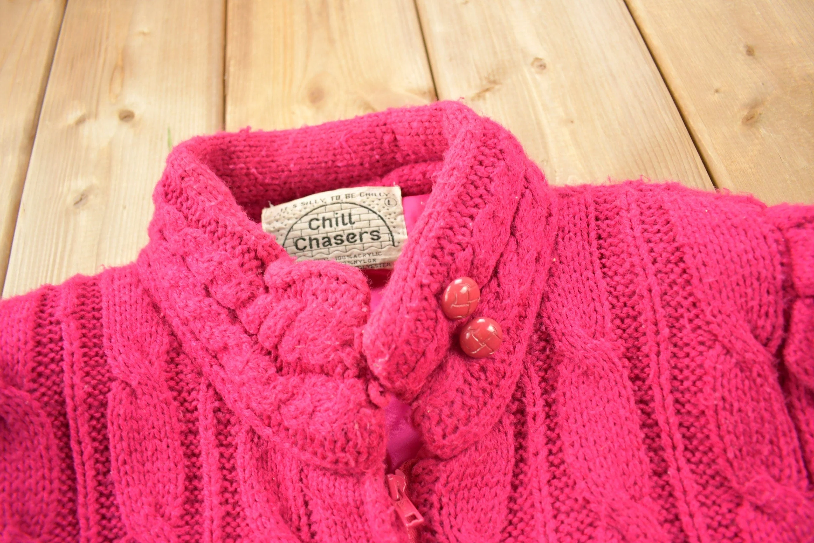 Vintage 1980s Chill Chasers 3D Pink Cable Knit Sweater - Image 4