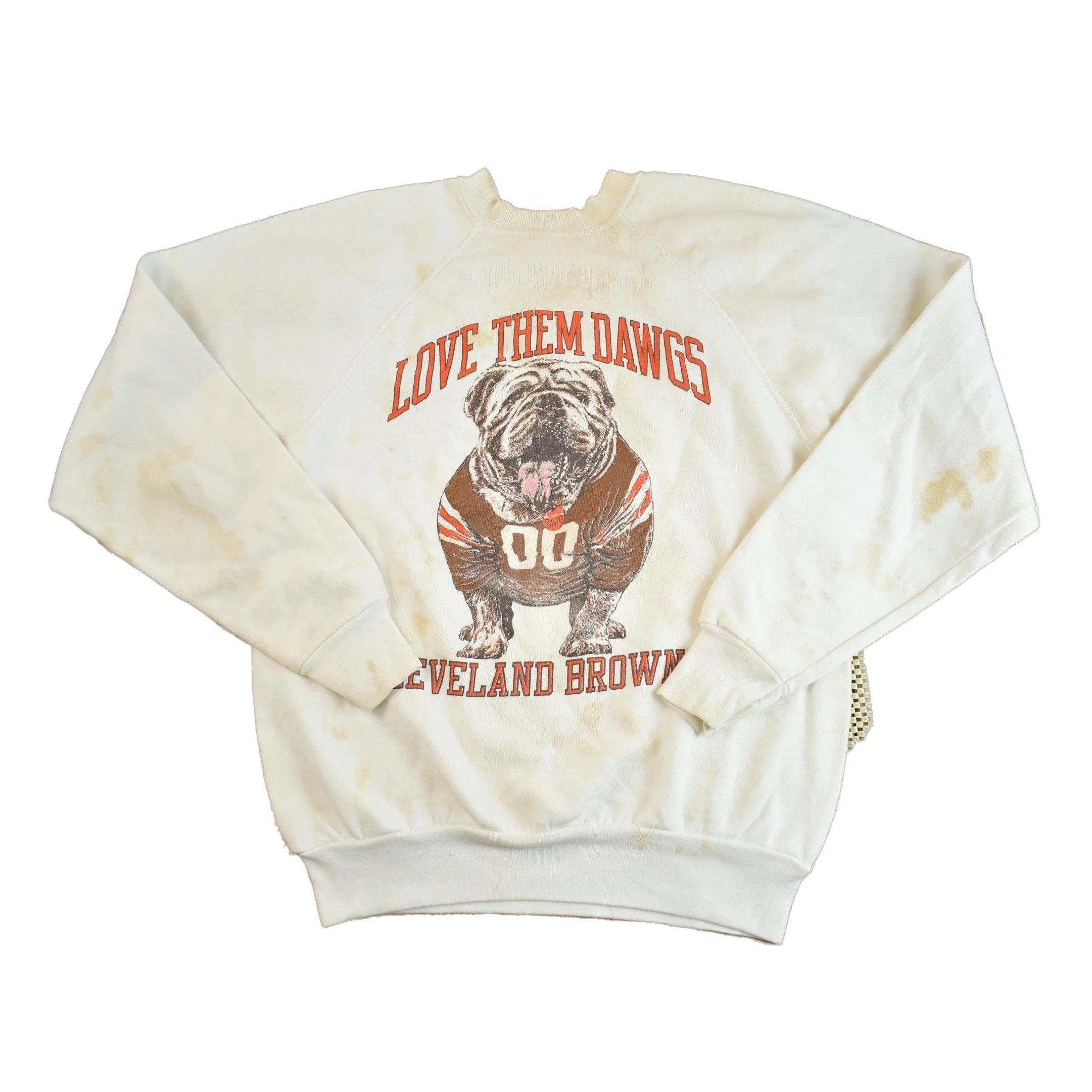 Vintage 1980s Cleveland Browns - "Love Them Dawgs" NFL Football Crewneck Sweatshirt Men's Small