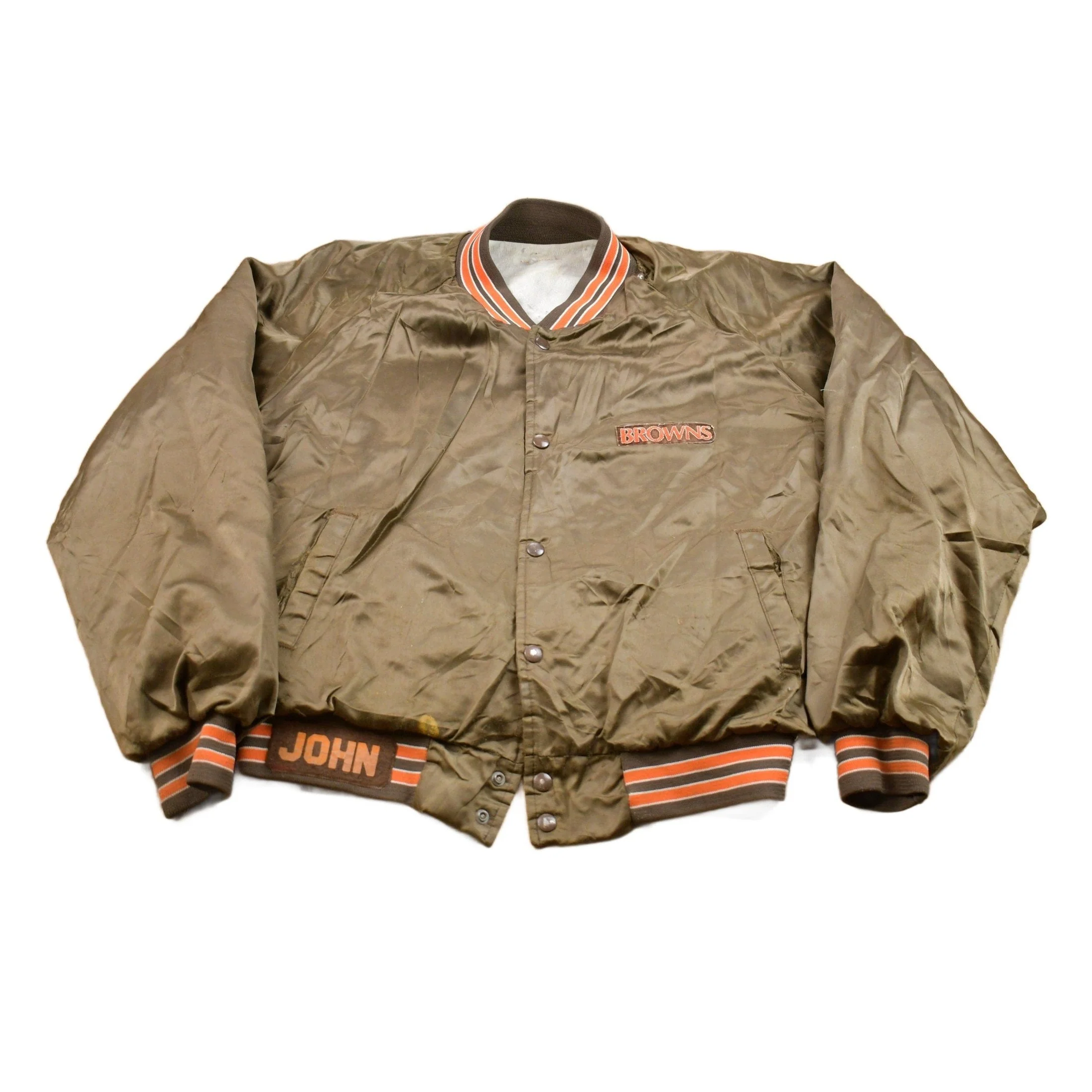 Vintage 1980s Cleveland Browns NFL Satin Bomber Jacket Men's XL