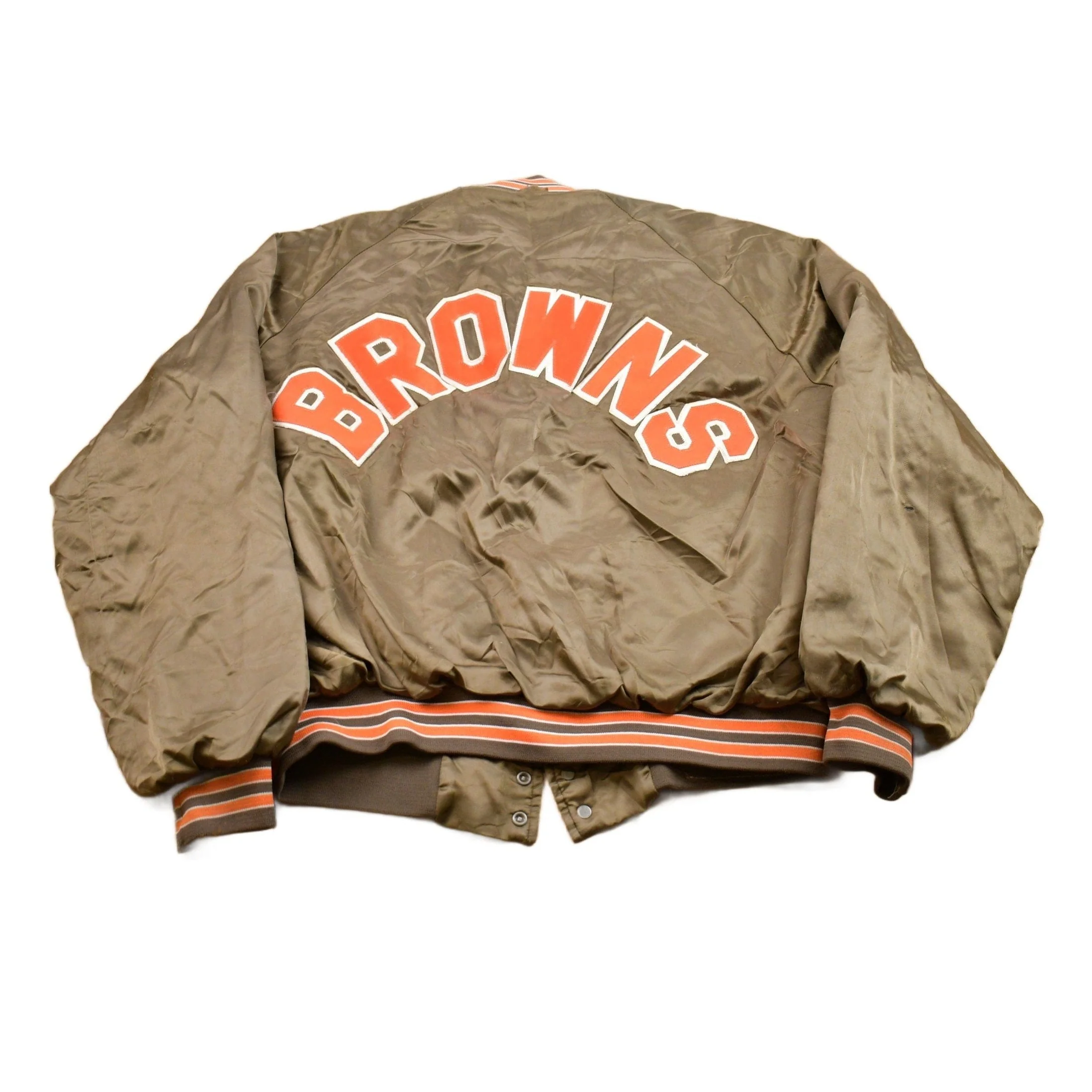 Vintage 1980s Cleveland Browns NFL Satin Bomber Jacket Men's XL - Image 2