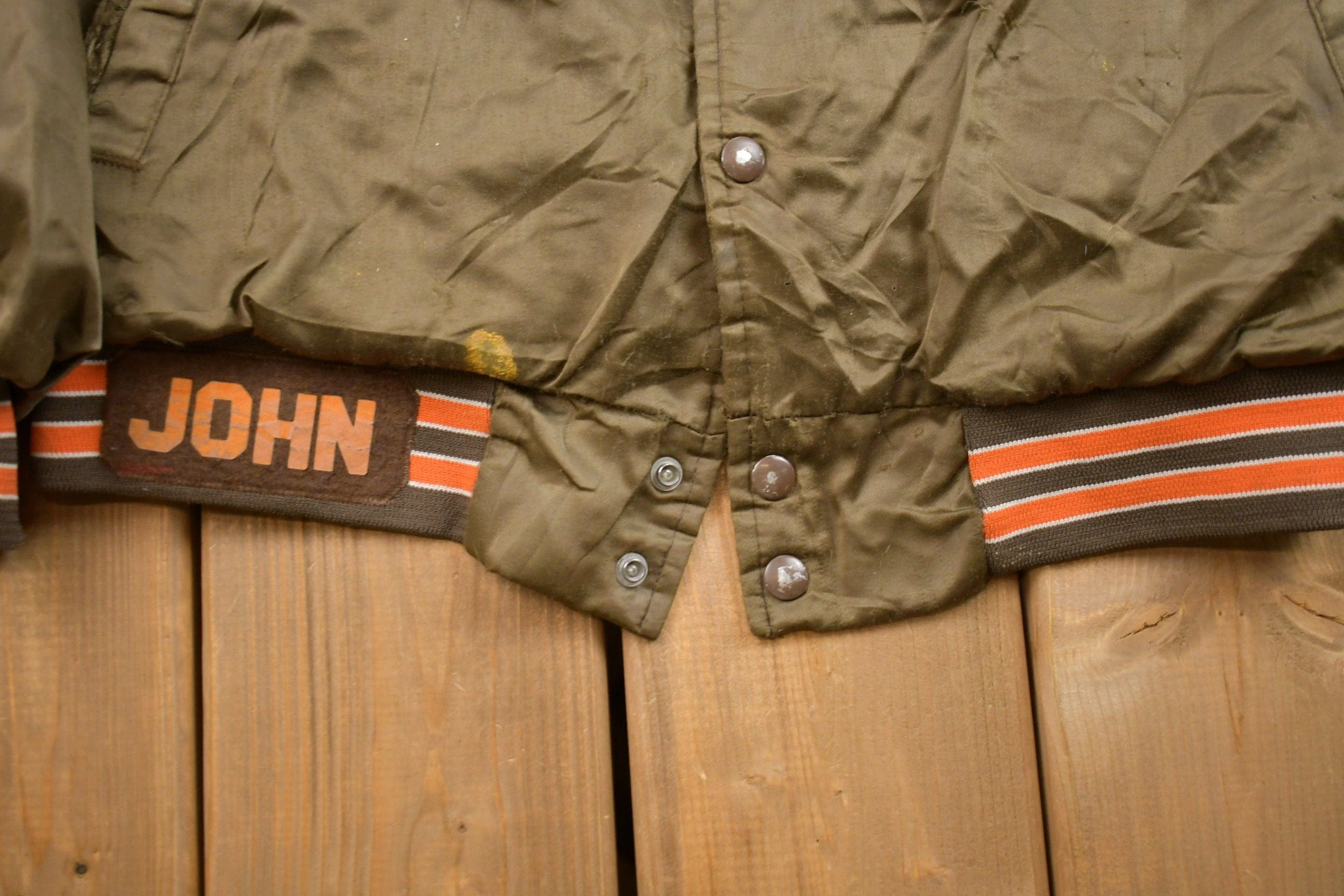 Vintage 1980s Cleveland Browns NFL Satin Bomber Jacket Men's XL - Image 5