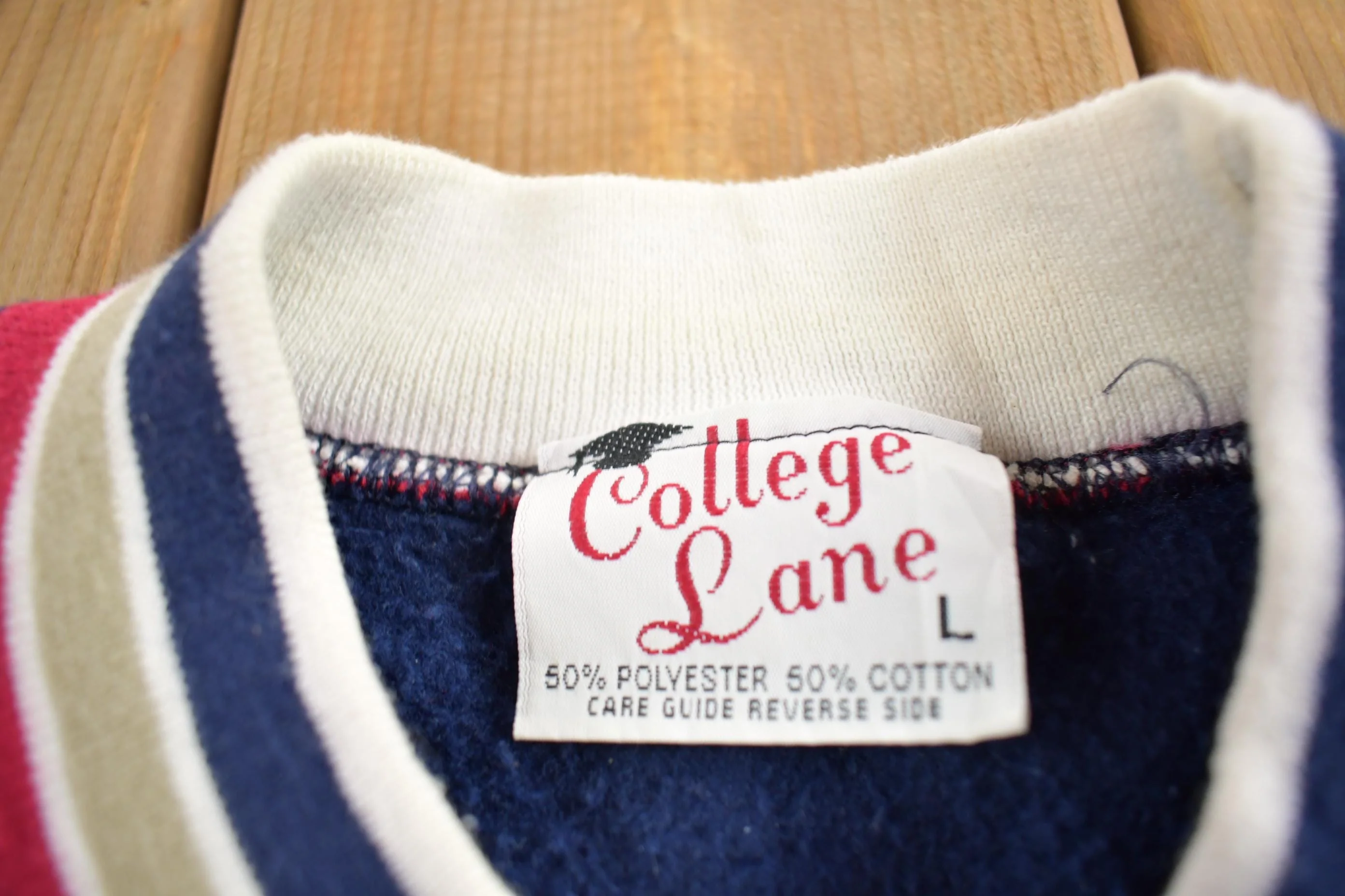 Vintage 1980s College Lane Triton Crewneck Sweatshirt Made In USA Men's Large - Image 4