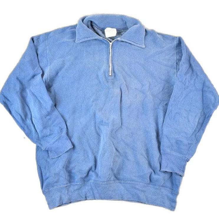 Vintage 1980s Collegiate Pacific Blank Navy Quarter Zip Sweatshirt Men's M