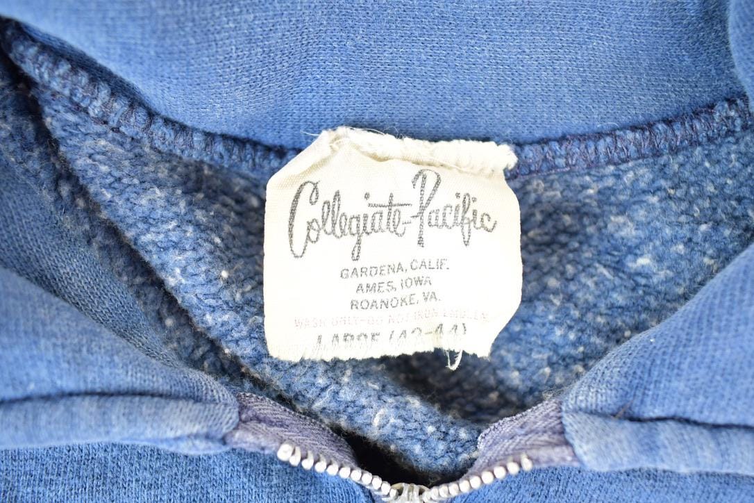 Vintage 1980s Collegiate Pacific Blank Navy Quarter Zip Sweatshirt Men's M - Image 3
