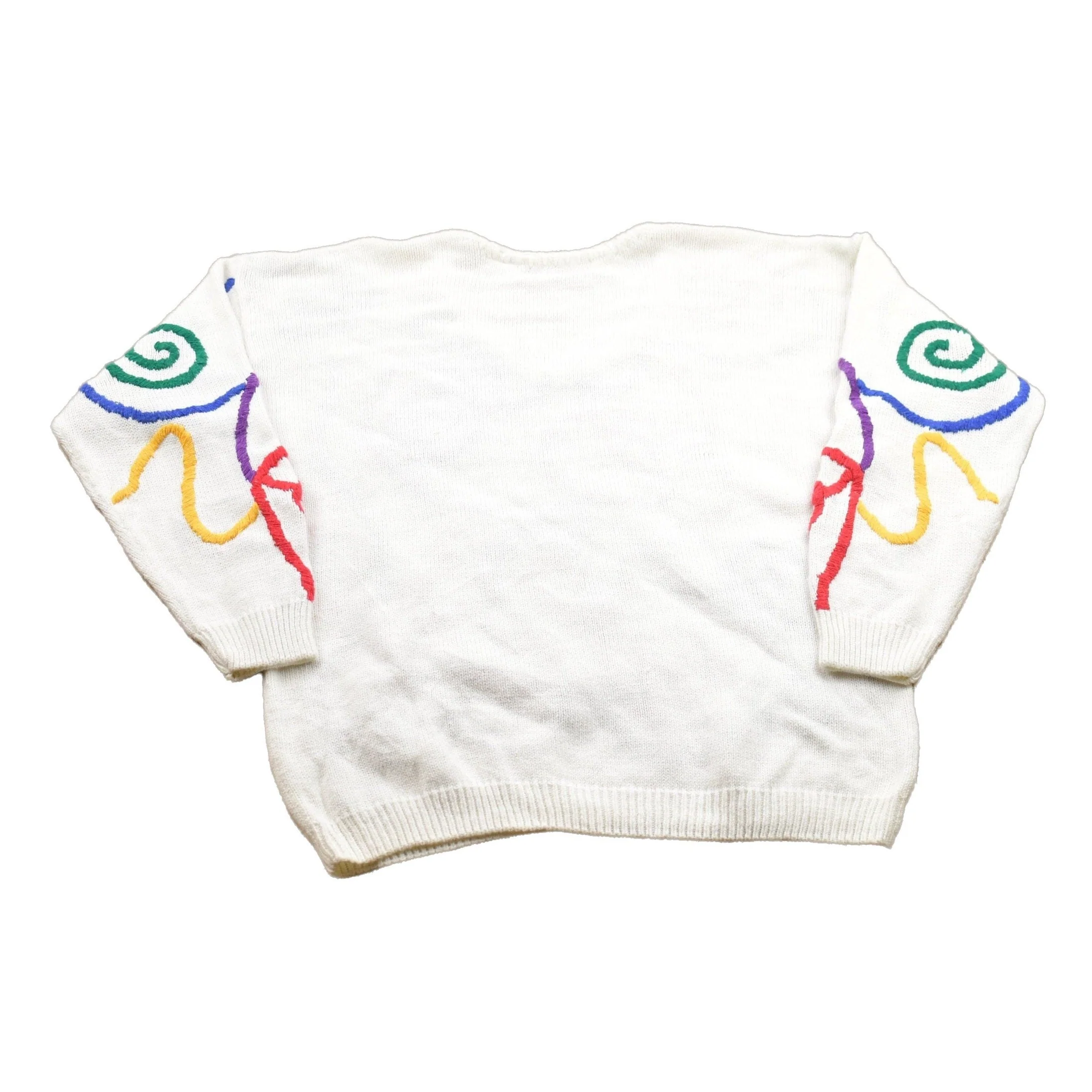 Vintage 1980s Colourful Design Knit Crewneck Sweater Men's Small - Image 2