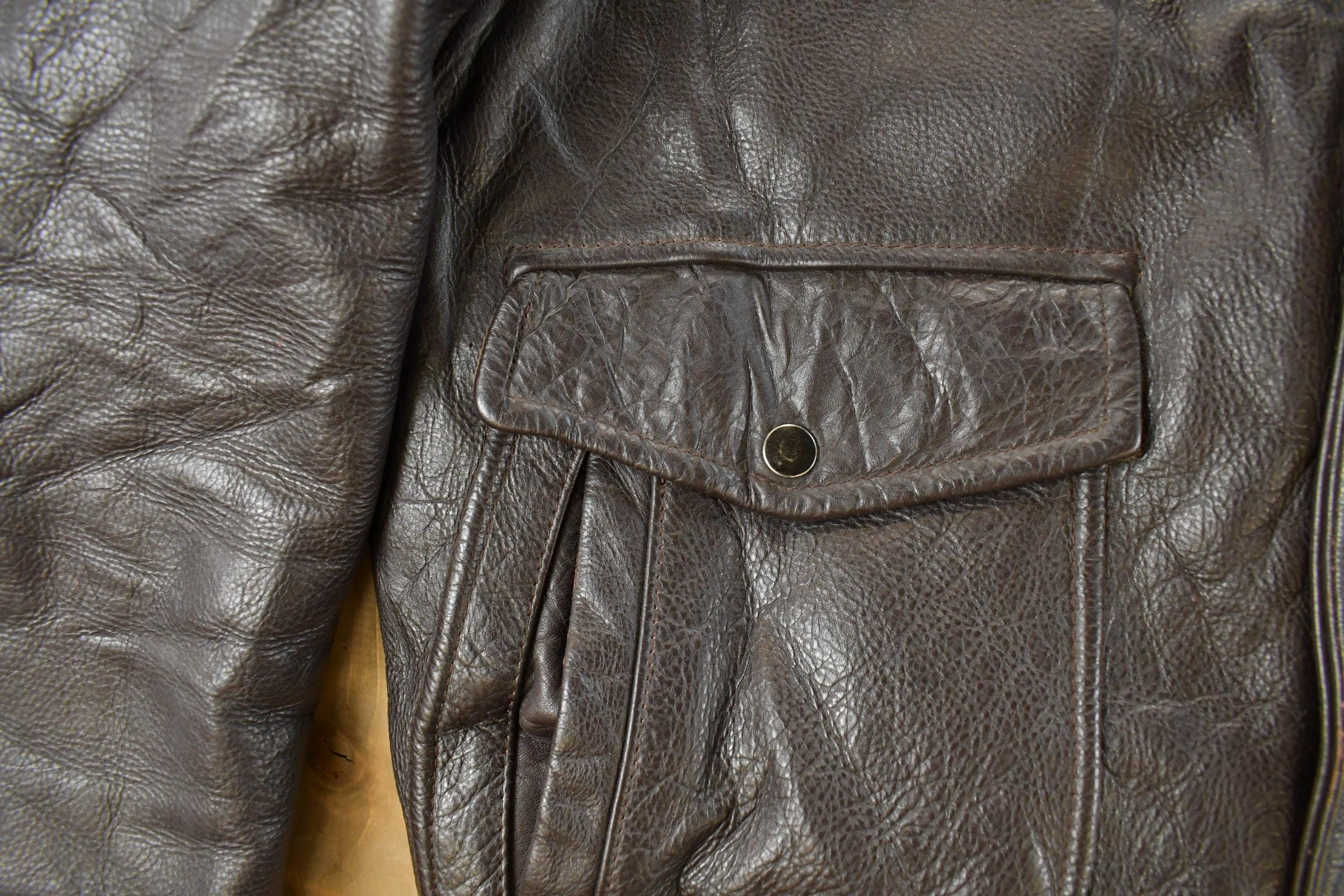 Vintage 1980s Cooper Shearling Fur Lined Leather Bomber Flight Jacket Men's XL - Image 5