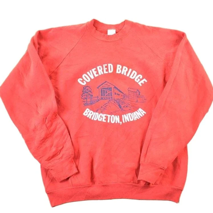 Vintage 1980s Covered Bridge Bridgeton Indiana Outdoorsman Crewneck Sweatshirt Mens L