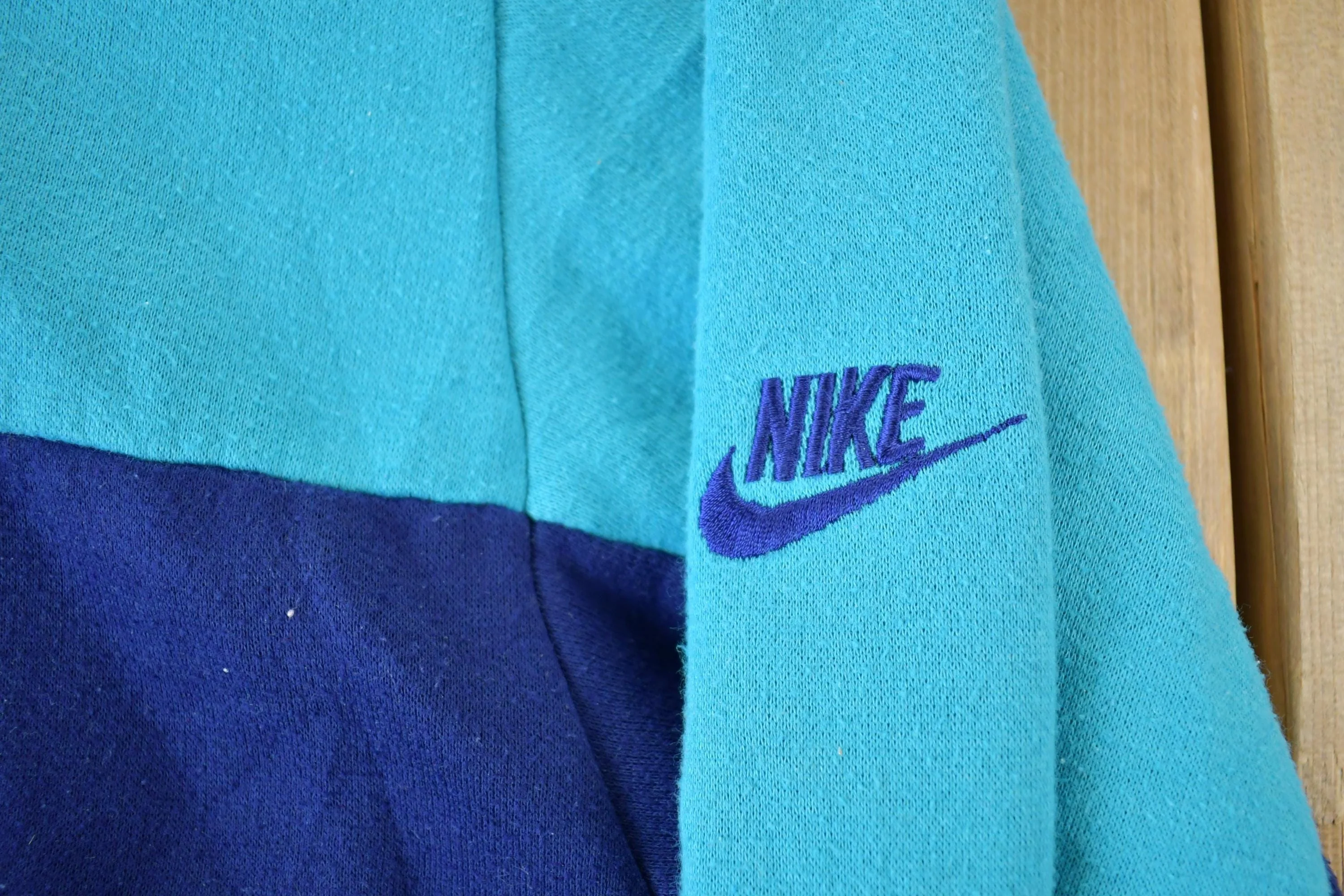 Vintage 1980s Crazy Nike Fleece Embroidered Mini Swoosh Full Zip Mock Neck Sweatshirt Men's Large - Image 4
