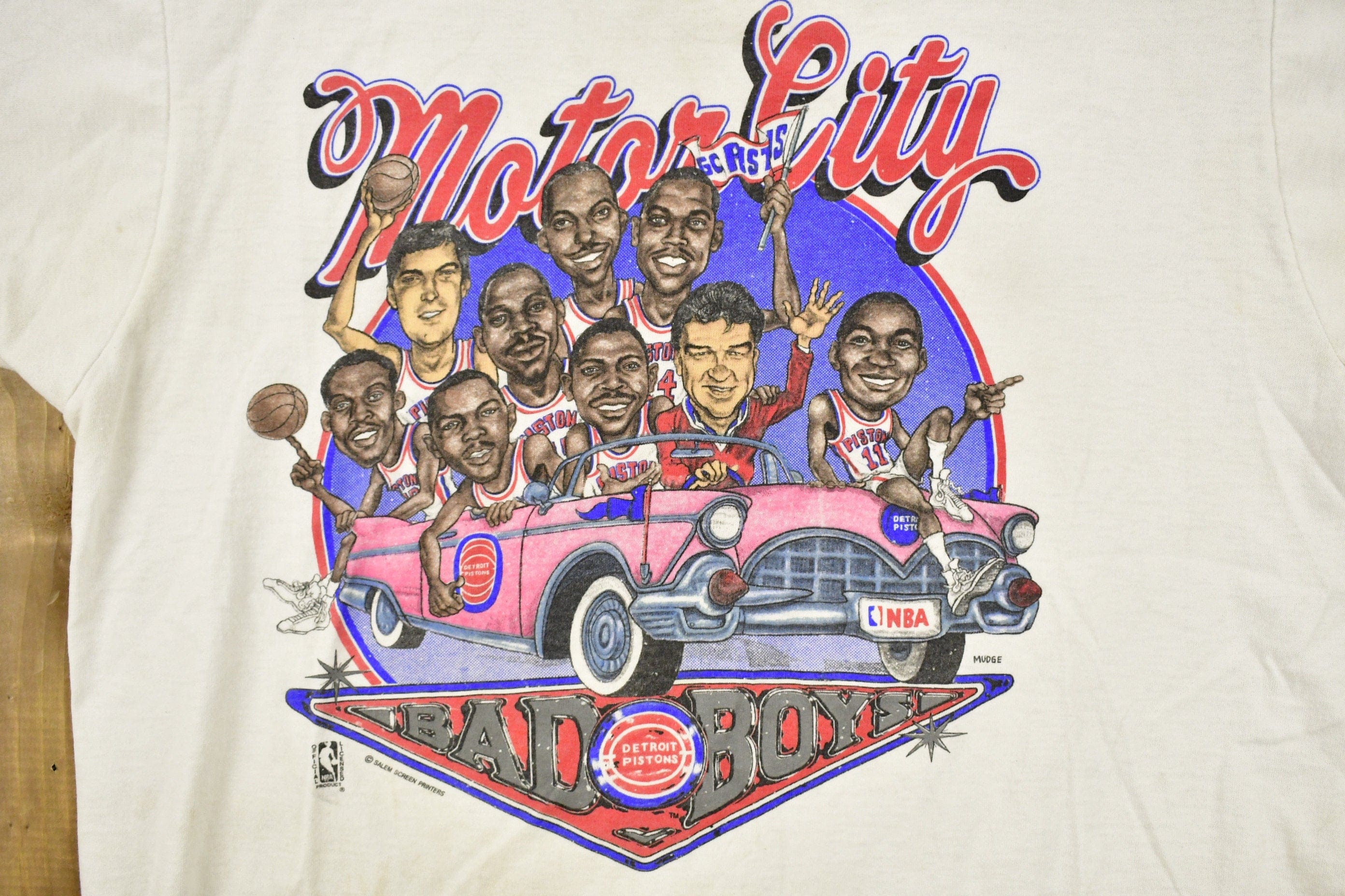 Vintage 1980s Detroit Pistons NBA Bad Boys Graphic T-shirt Men's Large - Image 3