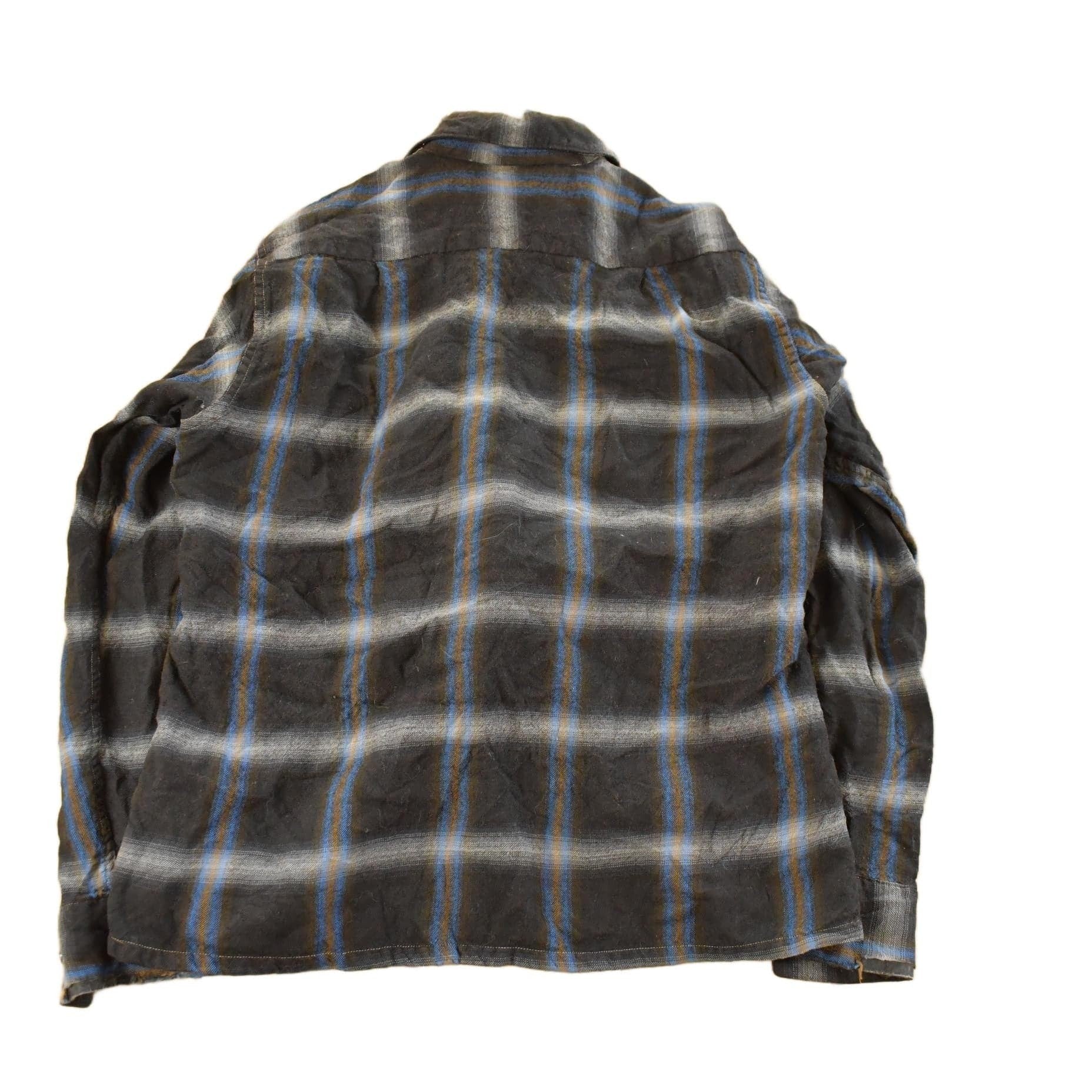 Vintage 1980s Distressed BVD Lanerossi Plaid Wool Flannel Button Up Shirt Men's M - Image 2