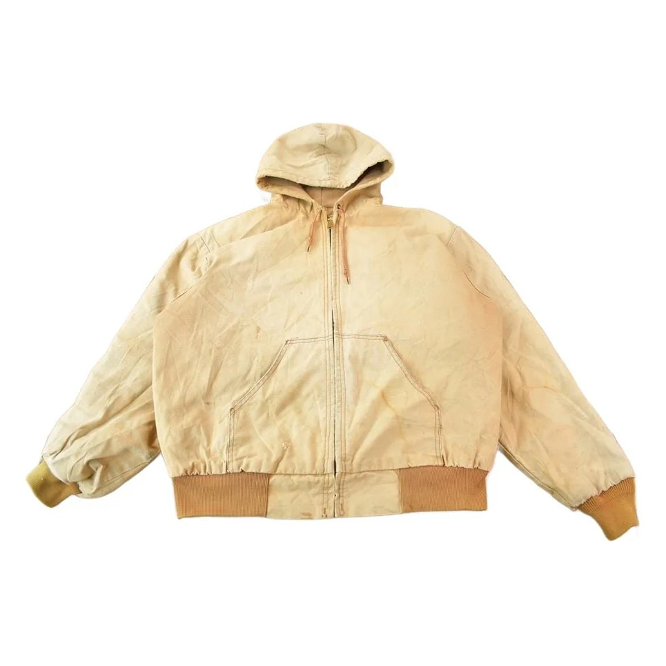 Vintage 1980s Distressed Carhartt Beige Work Jacket Men's XL