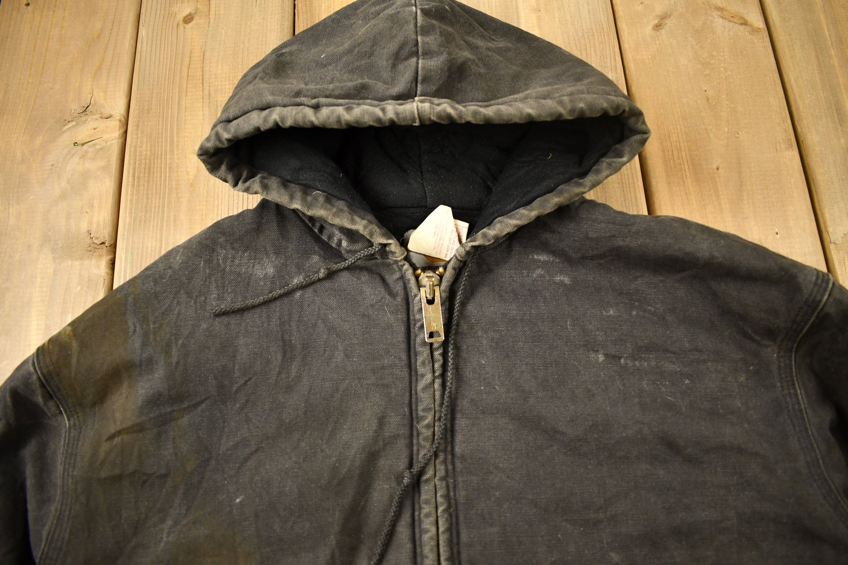 Vintage 1980s Distressed Carhartt Hooded Work Jacket Men's 2XL - Image 6