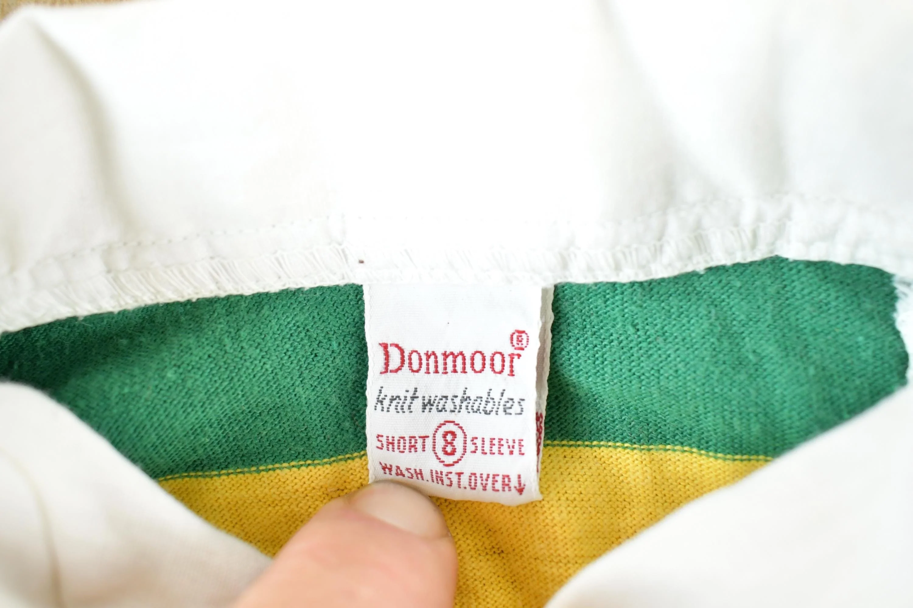 Vintage 1980s Donmoor Striped Button Up Polo Shirt Youth Small - Image 4