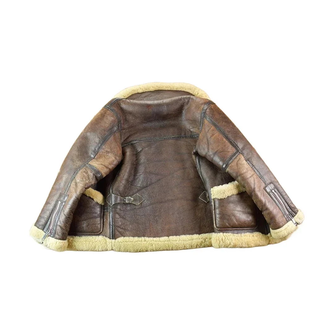 Vintage 1980s Douglas Authentic Shearling Bomber Aviation Jacket Men's Small - Image 2
