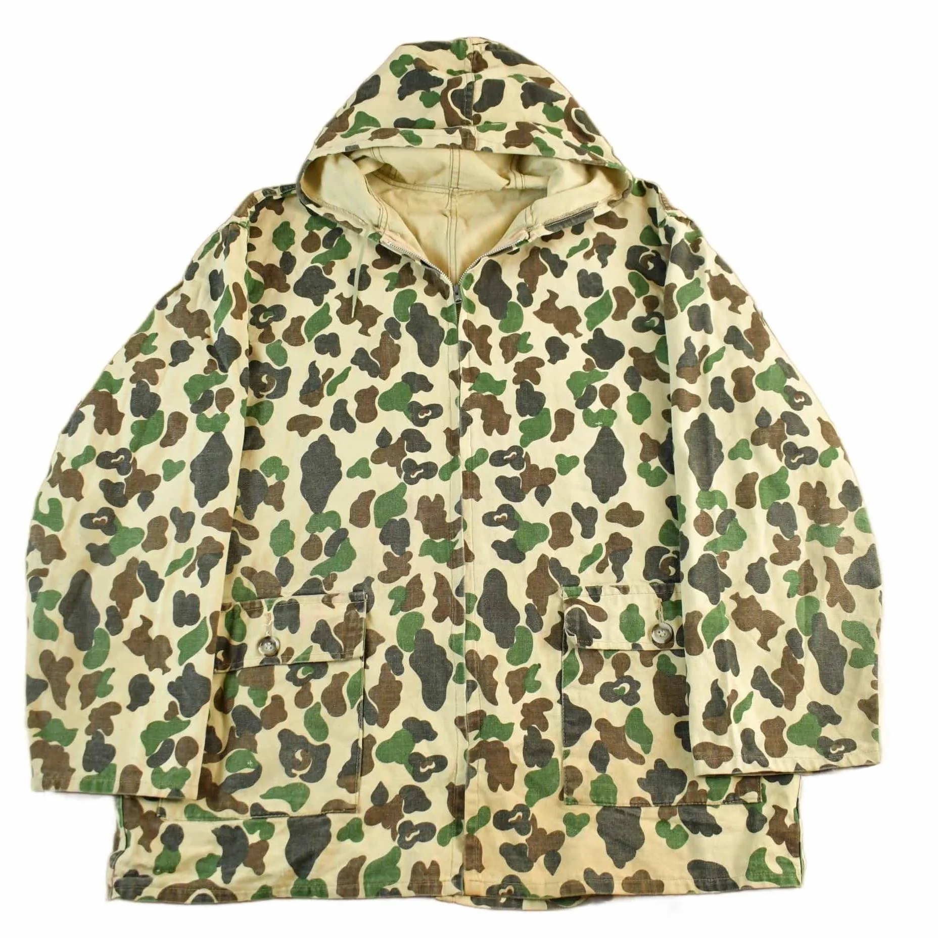 Vintage 1980s Duck Camouflaged Zip Up Hooded Hunting Jacket Men's XL