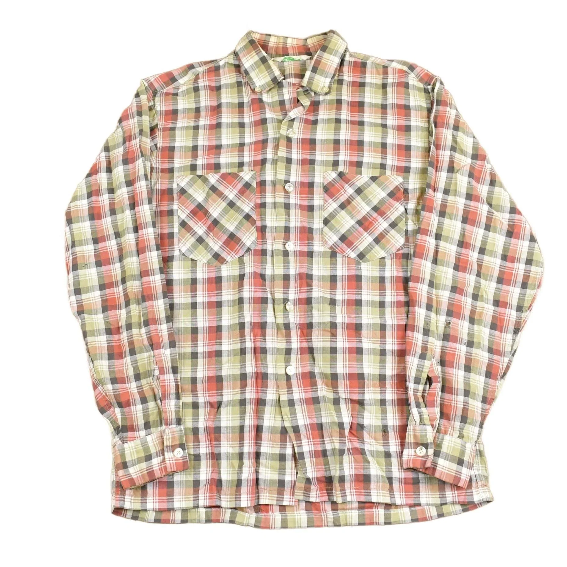 Vintage 1980s Dutch Maid Plaid Button Up Shirt Men's Medium