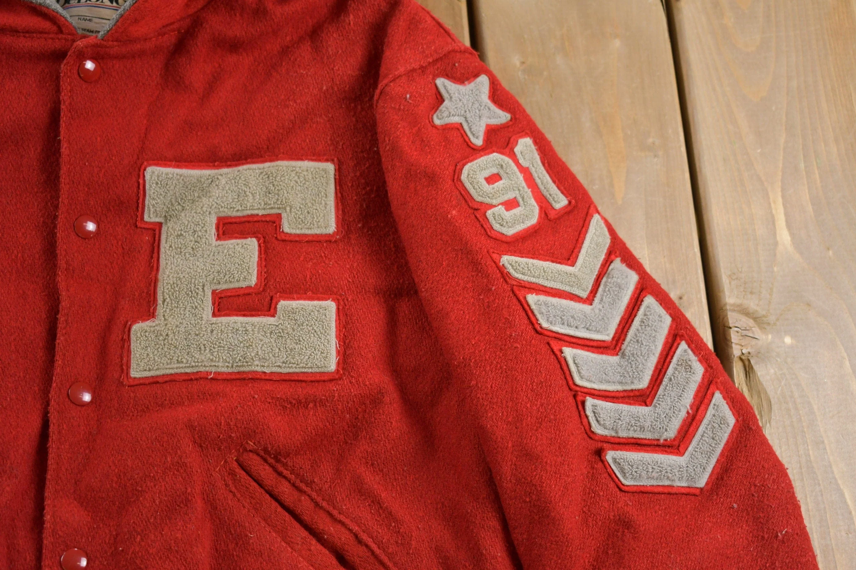 Vintage 1980s East Delong Varsity Jacket Men's Medium - Image 3