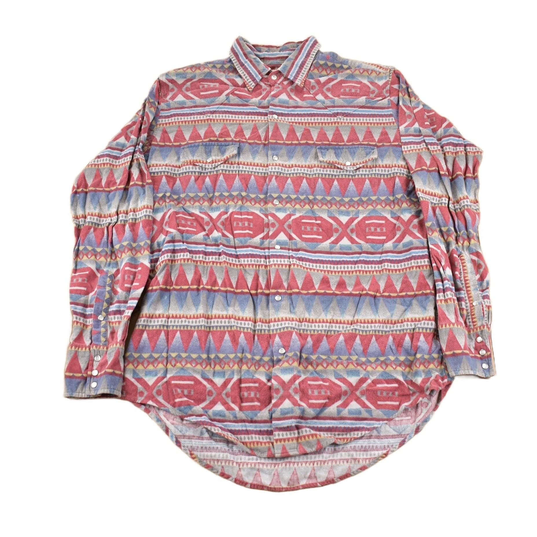 Vintage 1980s Ely Cattleman South Western Style Button Up Rodeo Aztec Shirt Men's Large