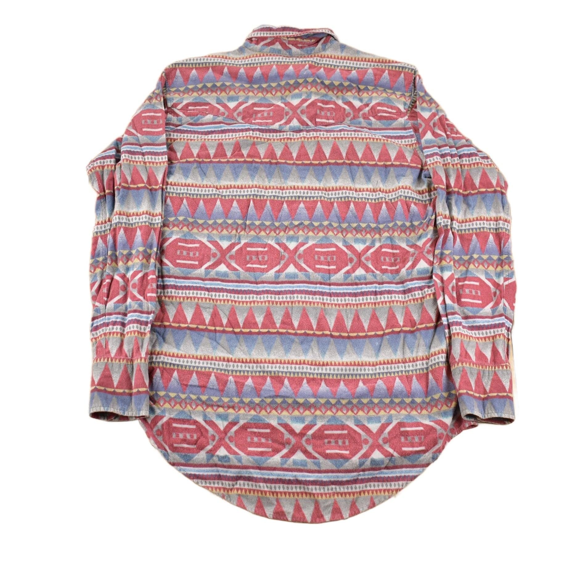 Vintage 1980s Ely Cattleman South Western Style Button Up Rodeo Aztec Shirt Men's Large - Image 2