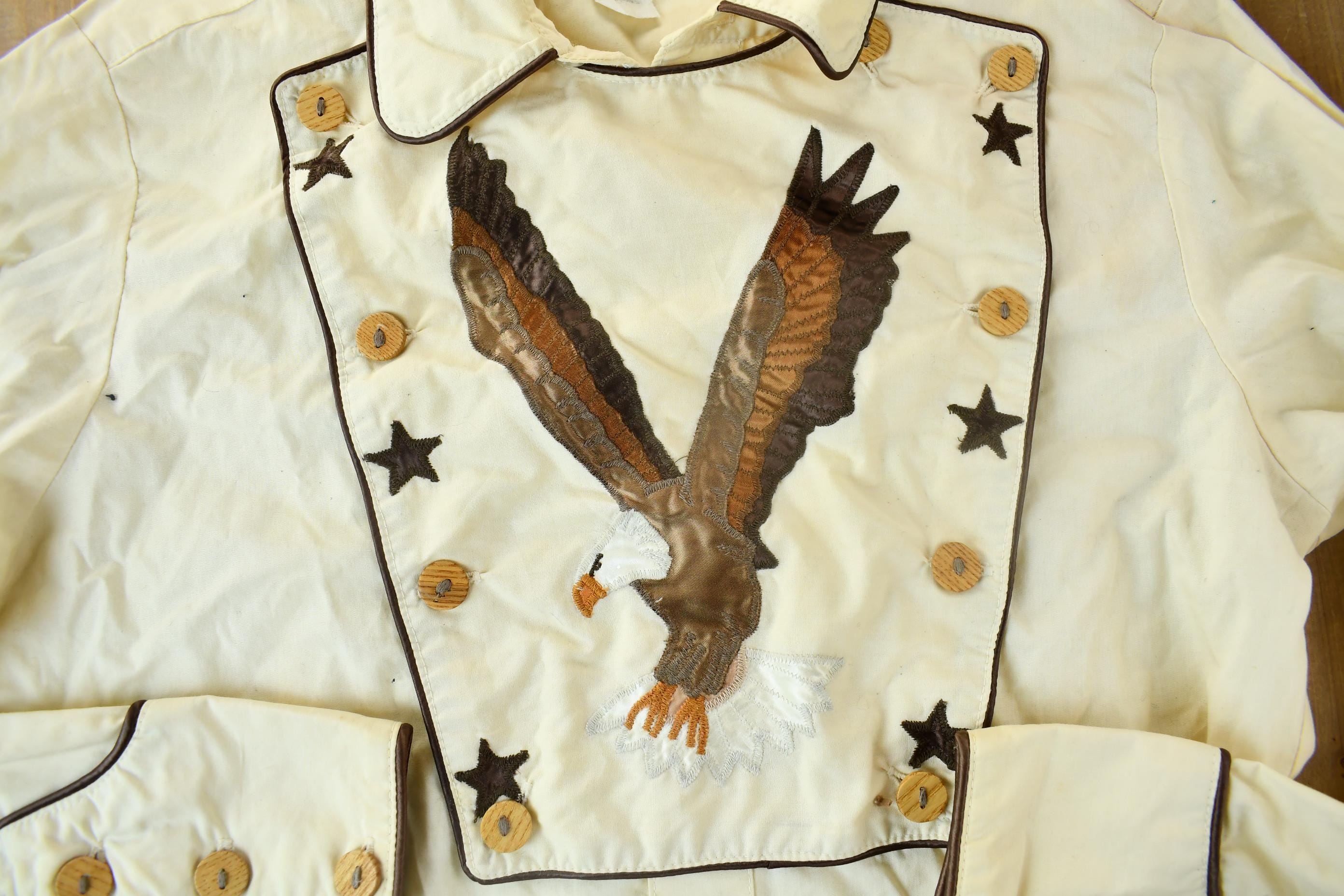 Vintage 1980s Embroidered Eagle Western Style Bib Front Button Up Shirt Men's Large - Image 3